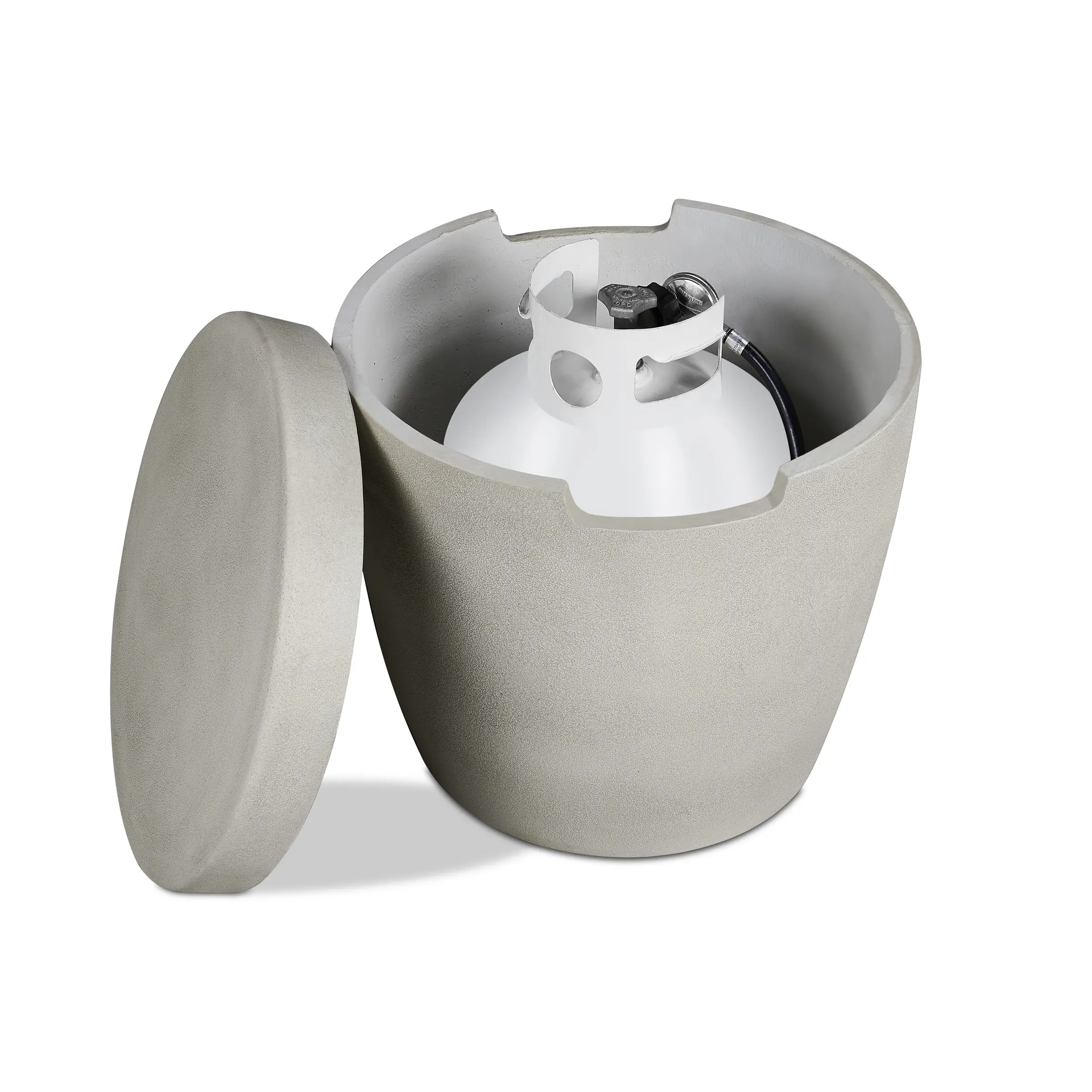 133-FOG Eldora Round Fog Concrete Propane Tank Cover and Side Table-4