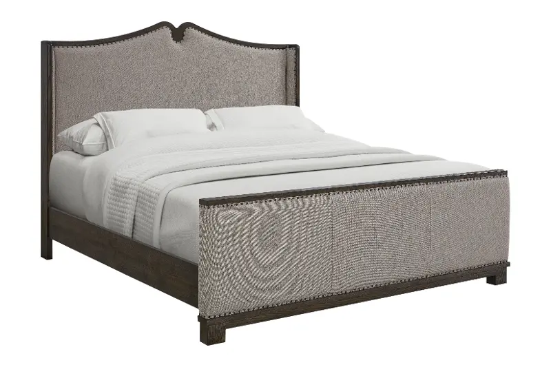 Montana Beige and Dark Brown Upholstered Queen Bed