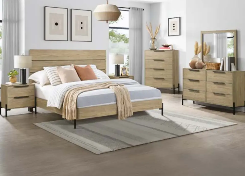 Newhall Vintage Oak 2-Drawer Nightstand-2
