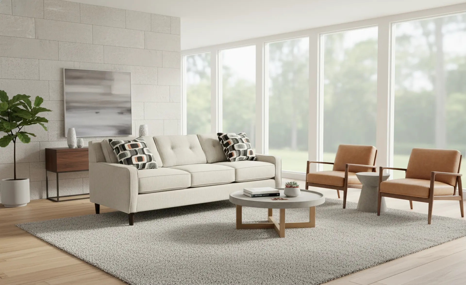 JOYSOF/PEPPER Joyce Beige Upholstered Sofa-2