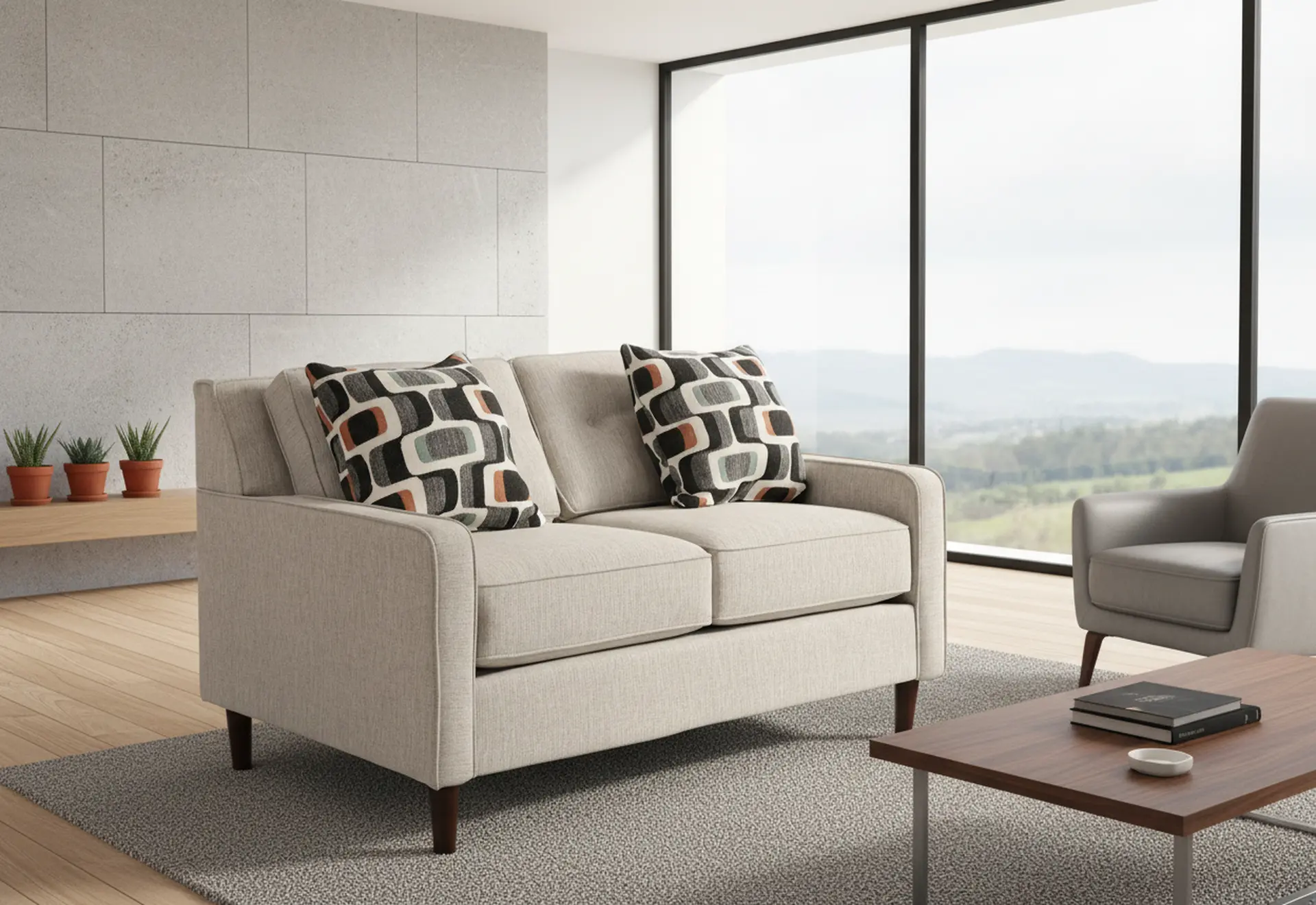 JOYLOV/PEPPER Joyce Beige Upholstered Loveseat-2