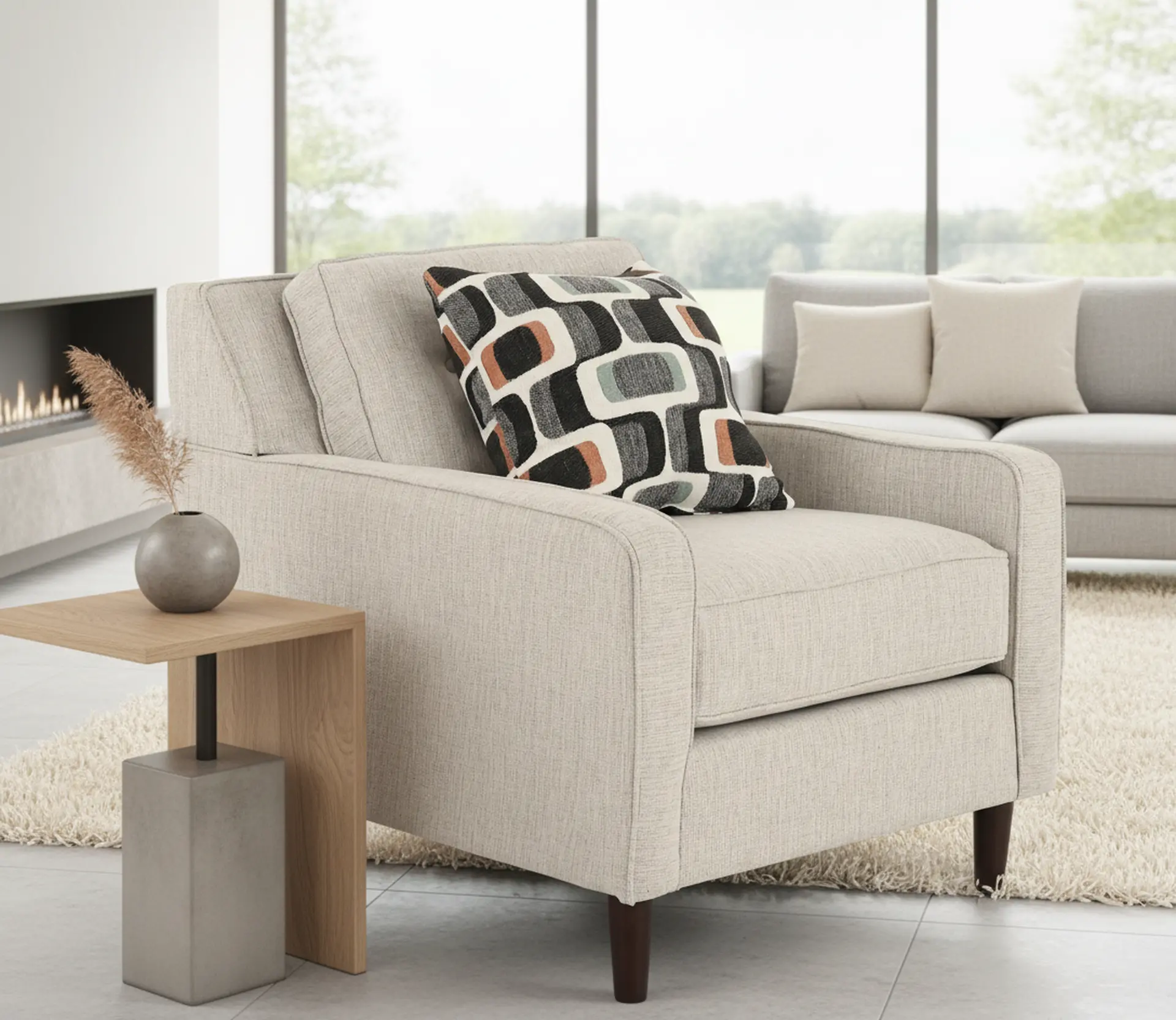 JOYCHA/PEPPER Joyce Beige Upholstered Accent Chair-2