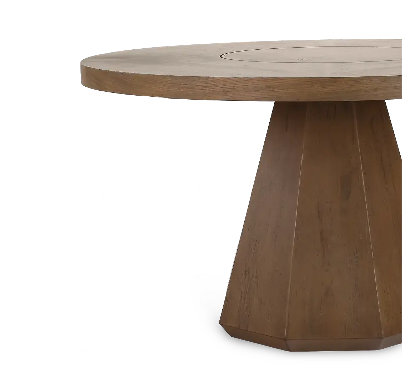Elure Latte Brown Round Dining Table with Built-In Turntable