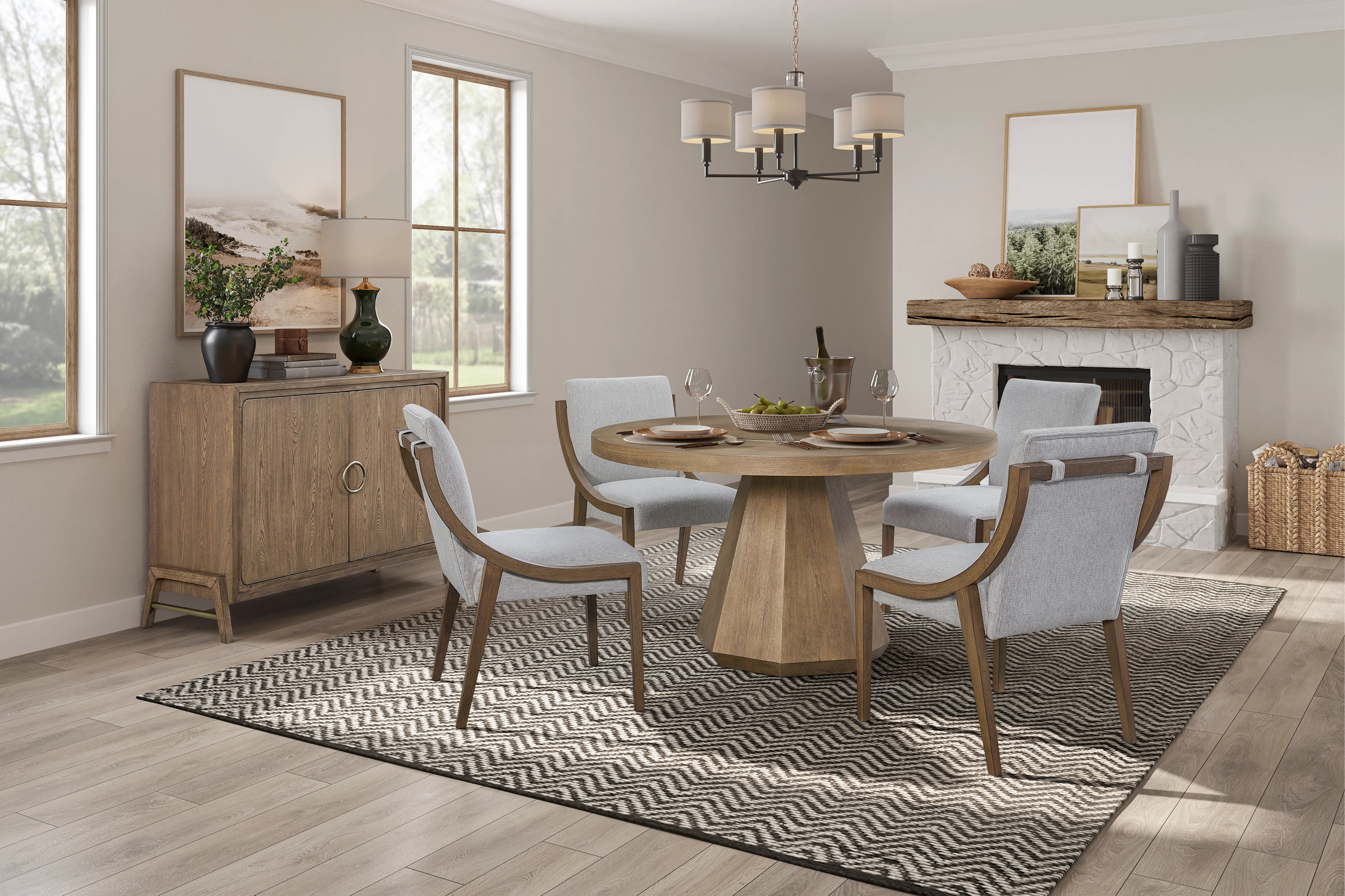 Elure Latte Brown 5-Piece Dining Set with Turntable-1