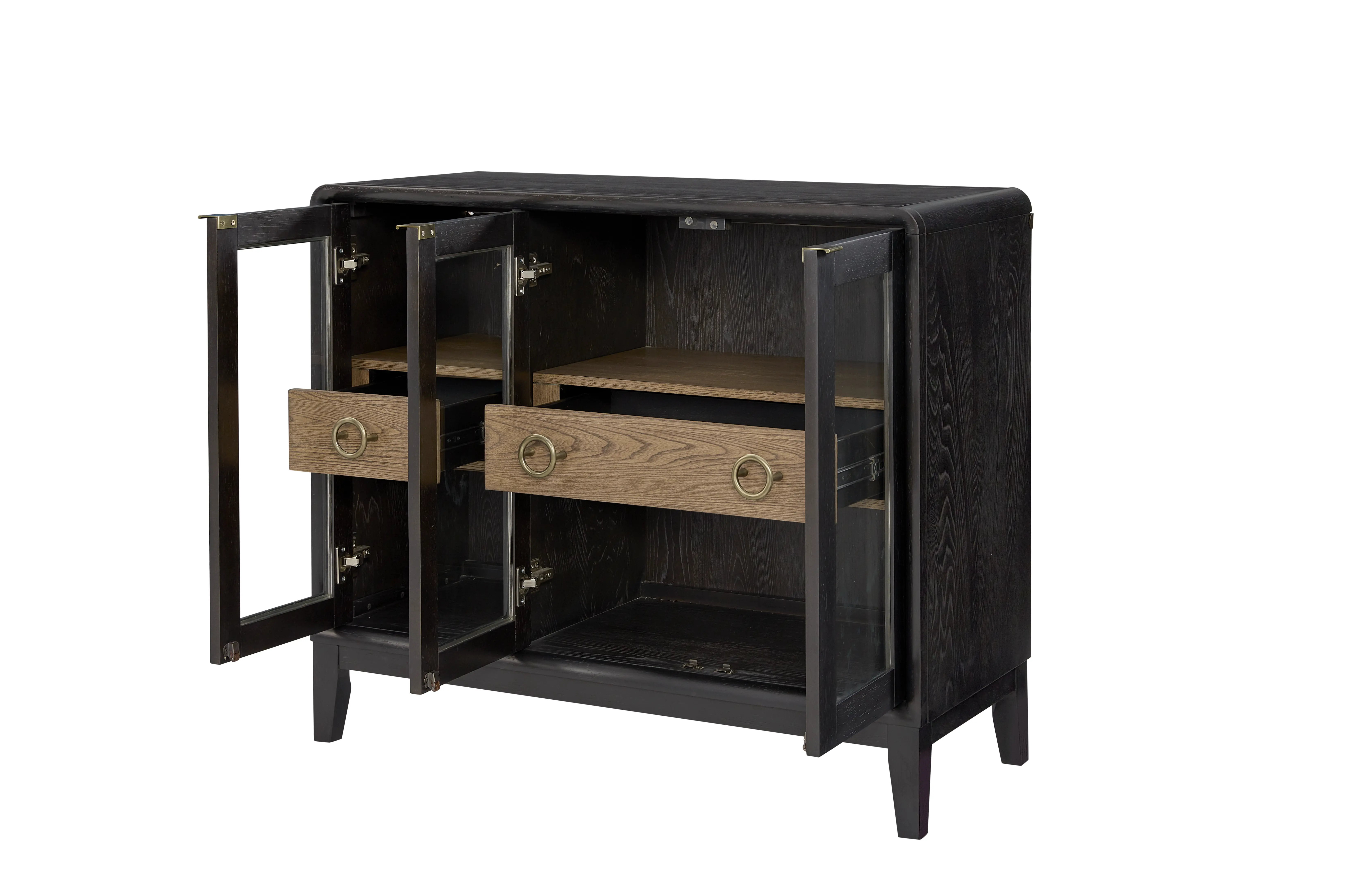 Elure Peppercorn Black Glass Door Server Cabinet-2