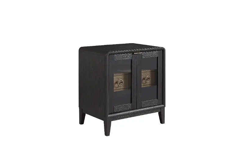 Elure Peppercorn Black 1-Drawer Glass Nightstand