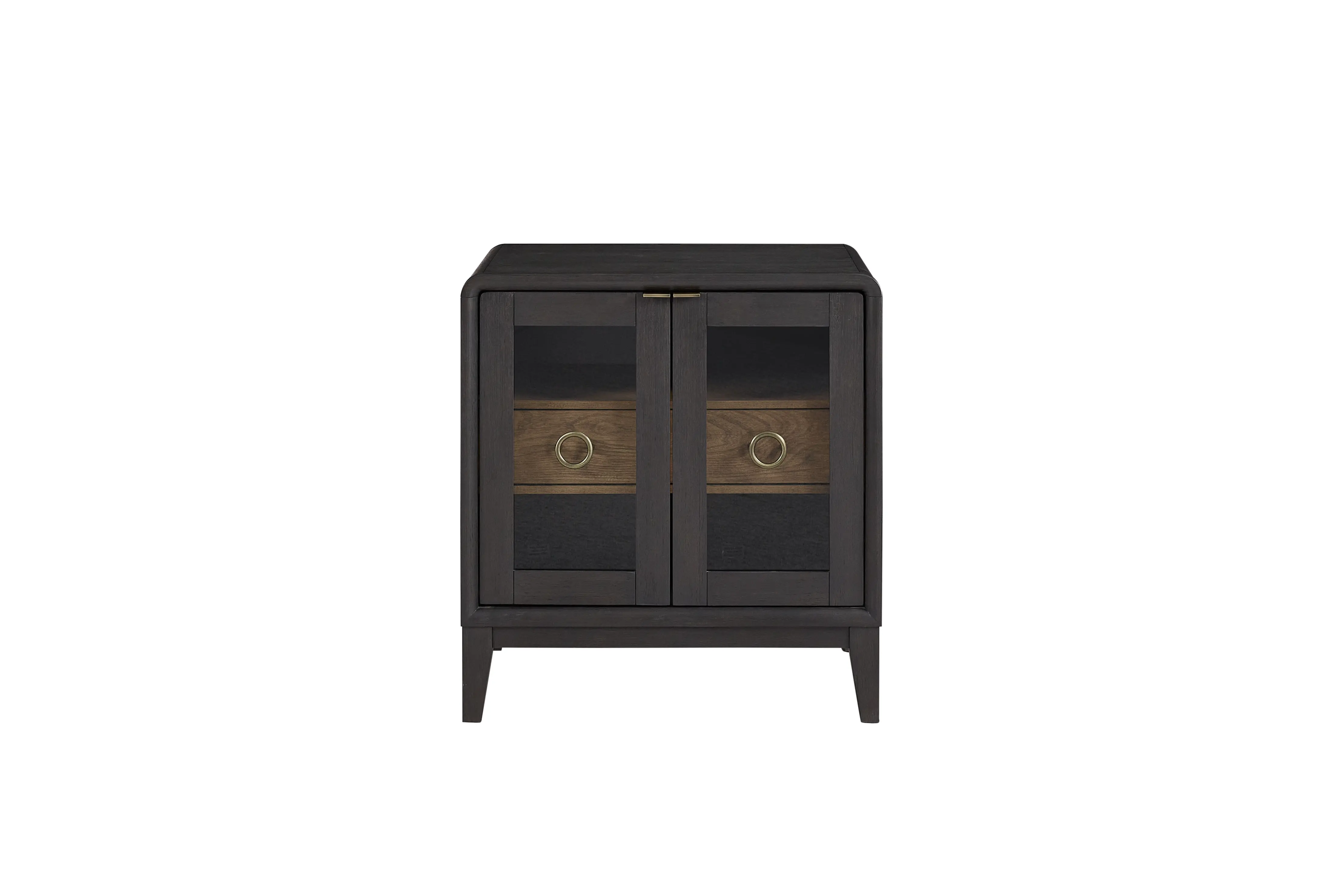 Elure Peppercorn Black 1-Drawer Glass Nightstand-2