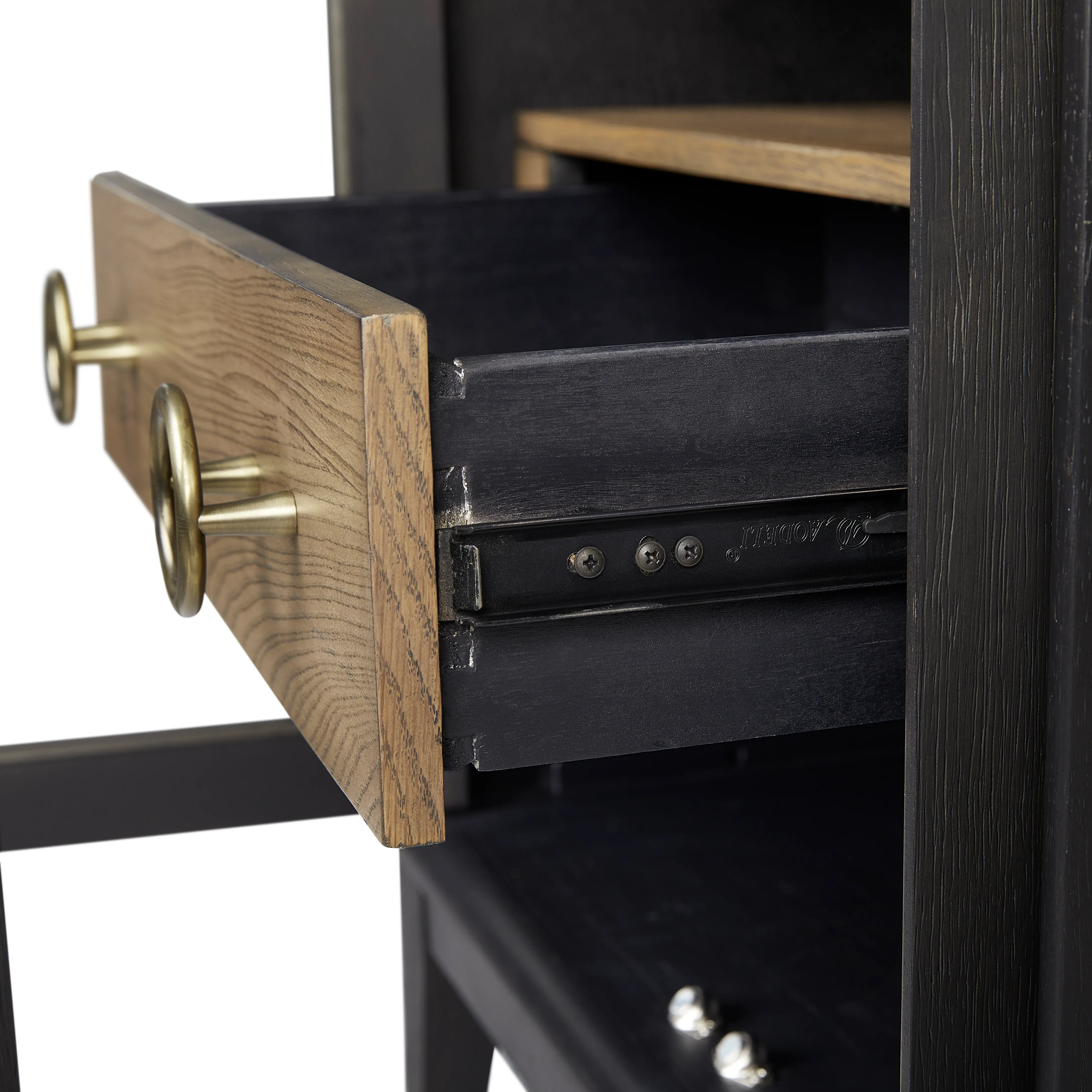 Elure Peppercorn Black 1-Drawer Glass Nightstand-5