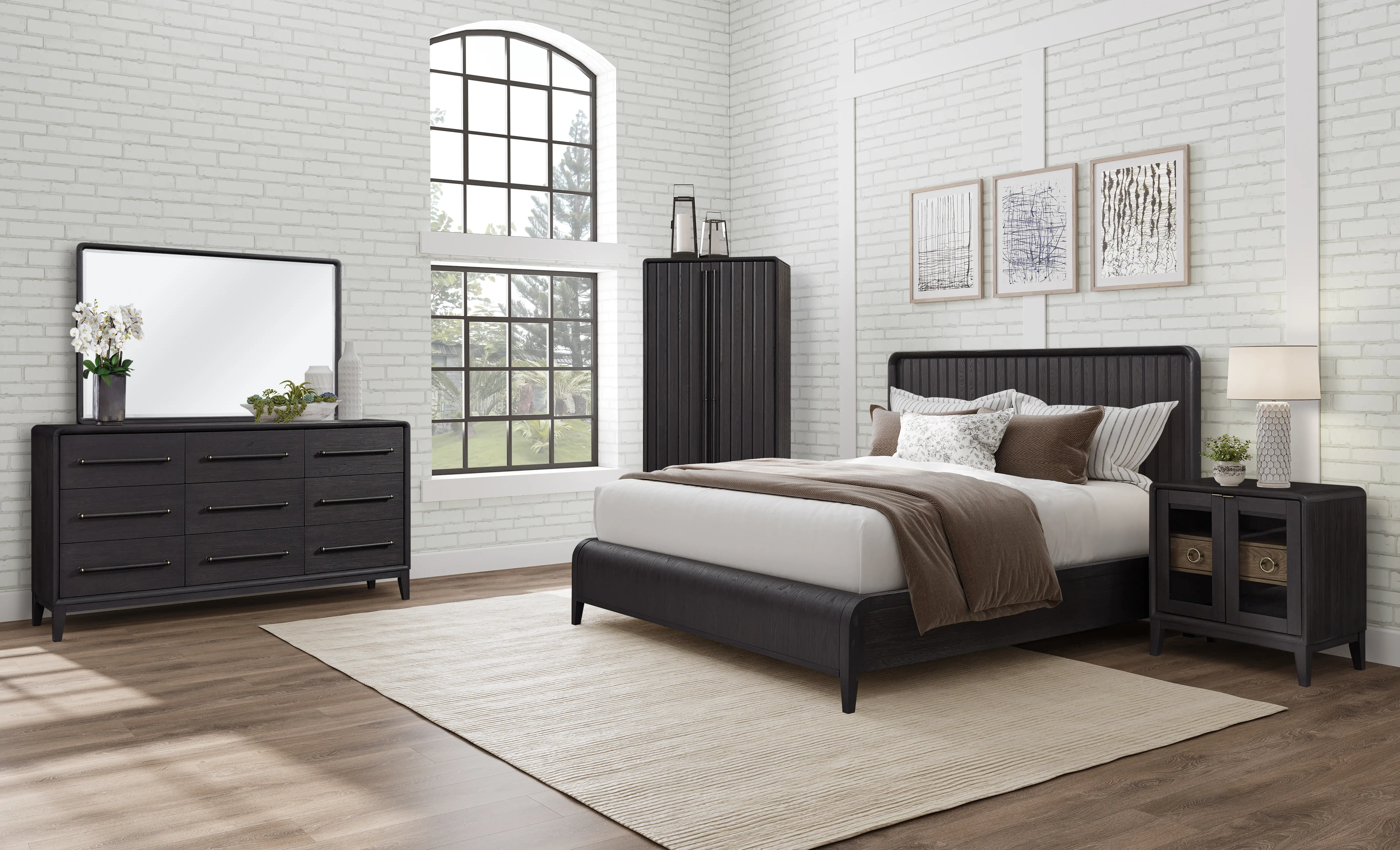 Elure Peppercorn Black Waterfall King Bed-2