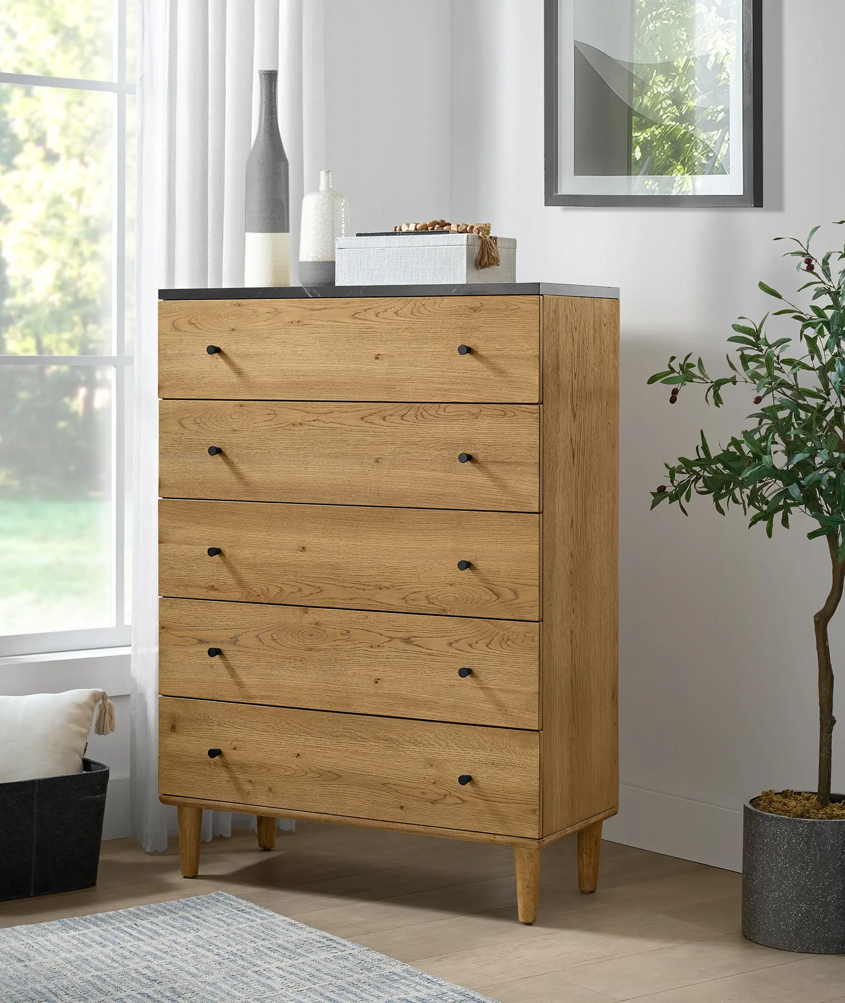 Sarah Prairie Oak 5-Drawer Chest-2