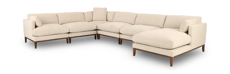 Aloy White 6‑Piece Right‑Hand Facing Sectional Sofa with Chaise