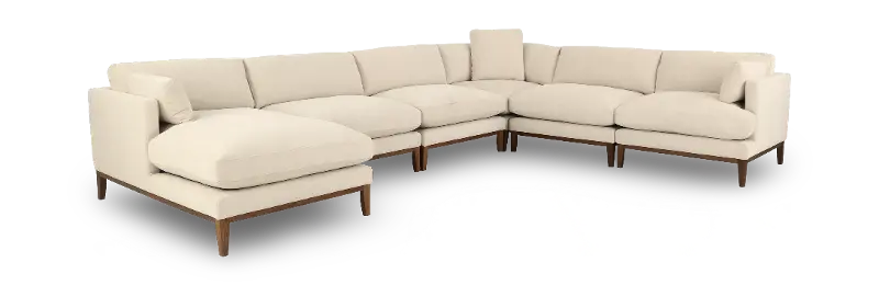 Aloy White 6‑Piece Left‑Hand Facing Sectional Sofa with Chaise