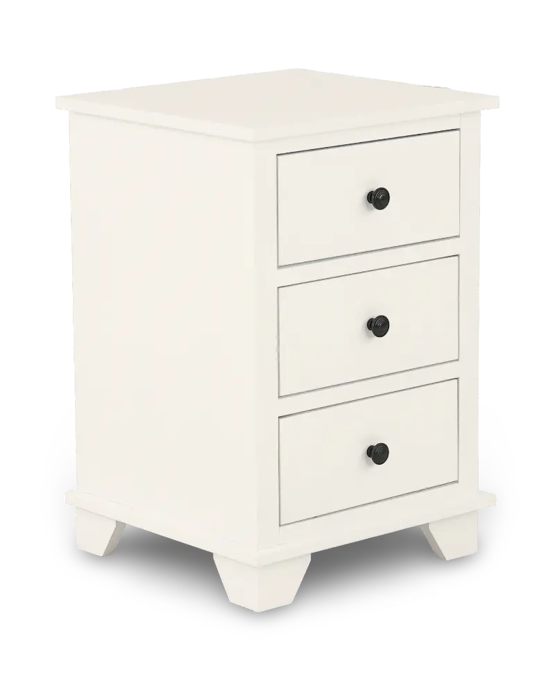 Portland Snow White 3-Drawer Nightstand