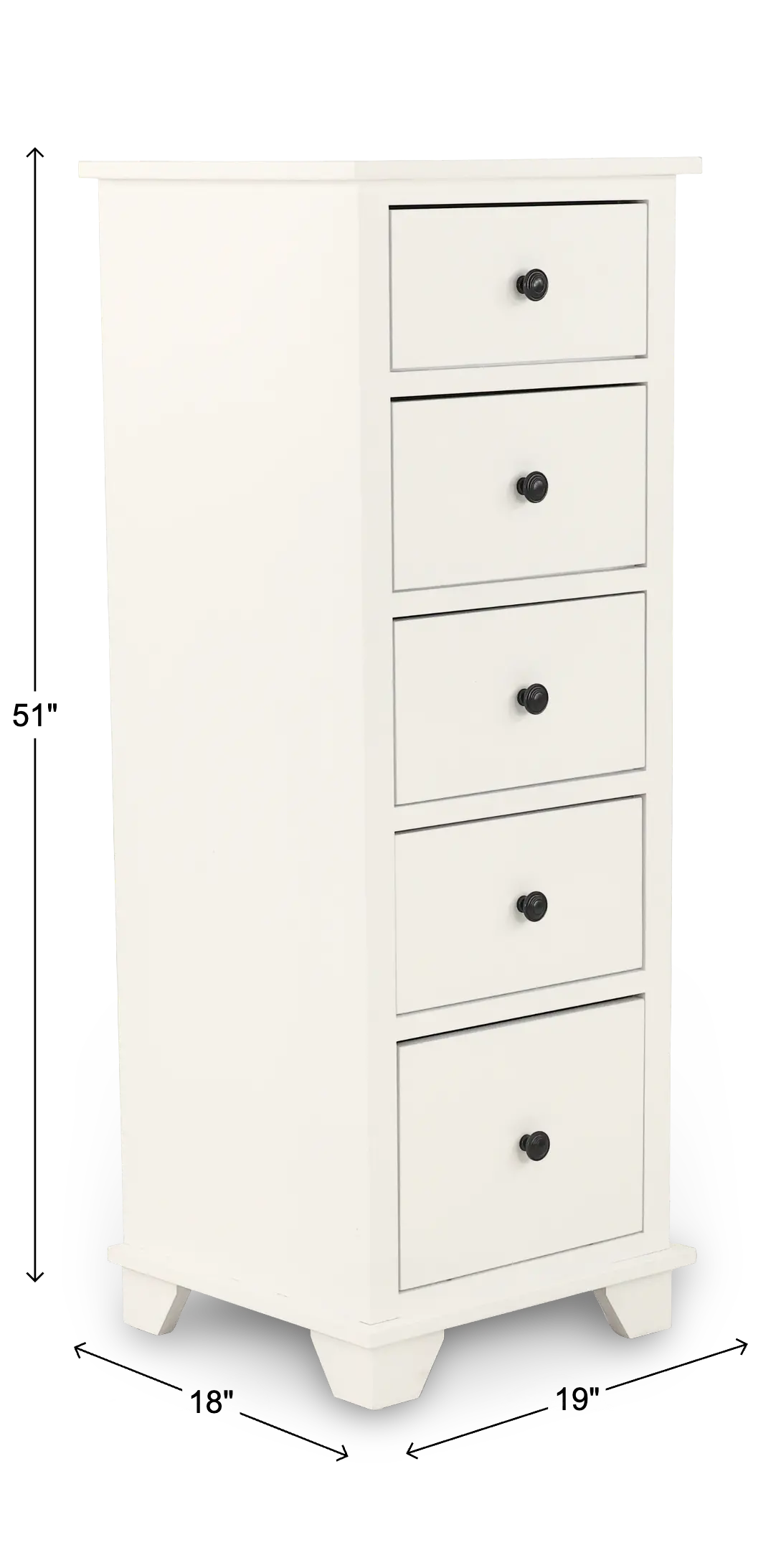 Portland Snow White 5-Drawer Lingerie Chest-3