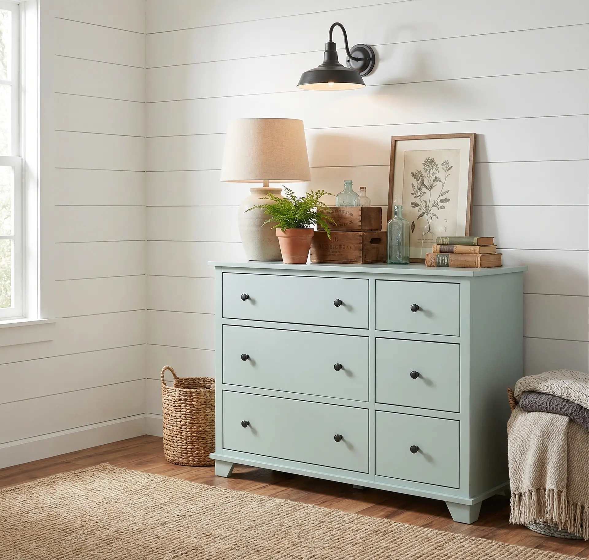 Portland Aqua Green 6-Drawer Dresser-10