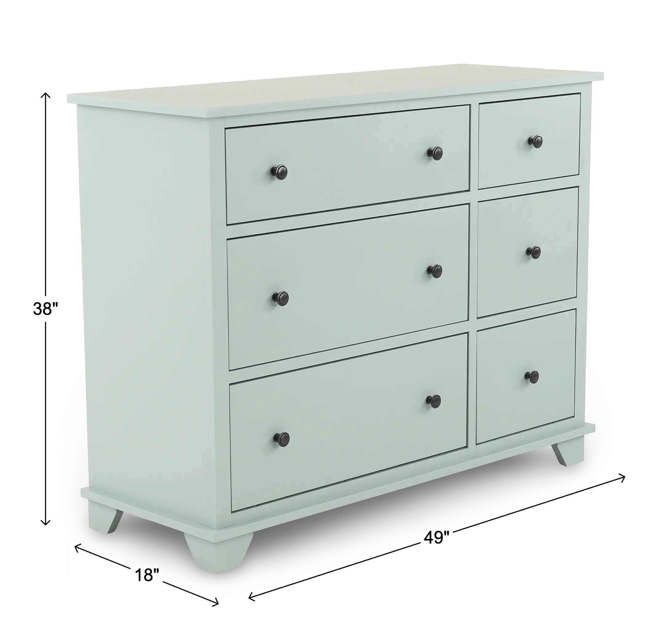 Portland Aqua Green 6-Drawer Dresser-3