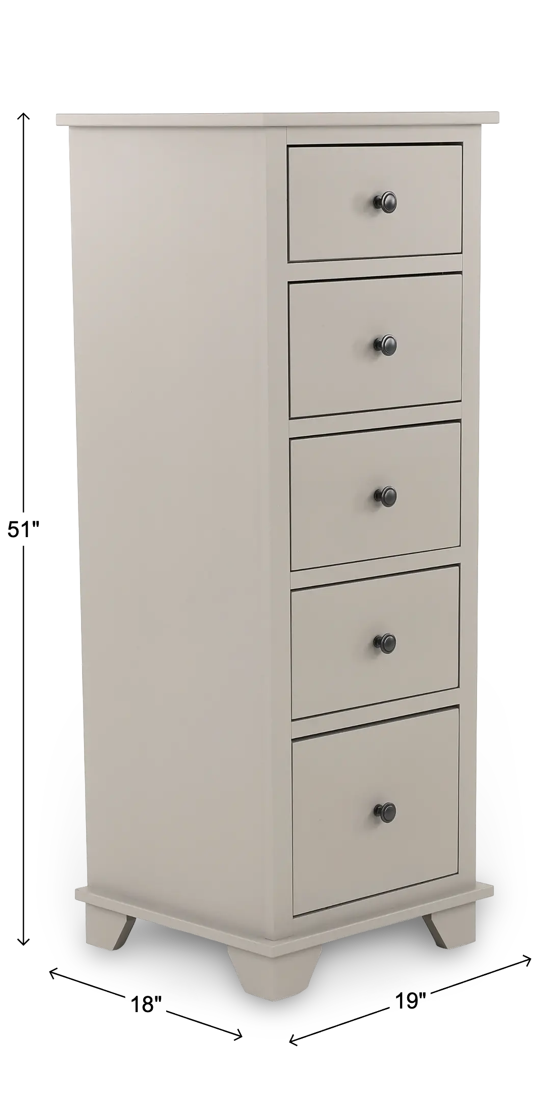 Portland Storm Gray 5-Drawer Lingerie Chest-3