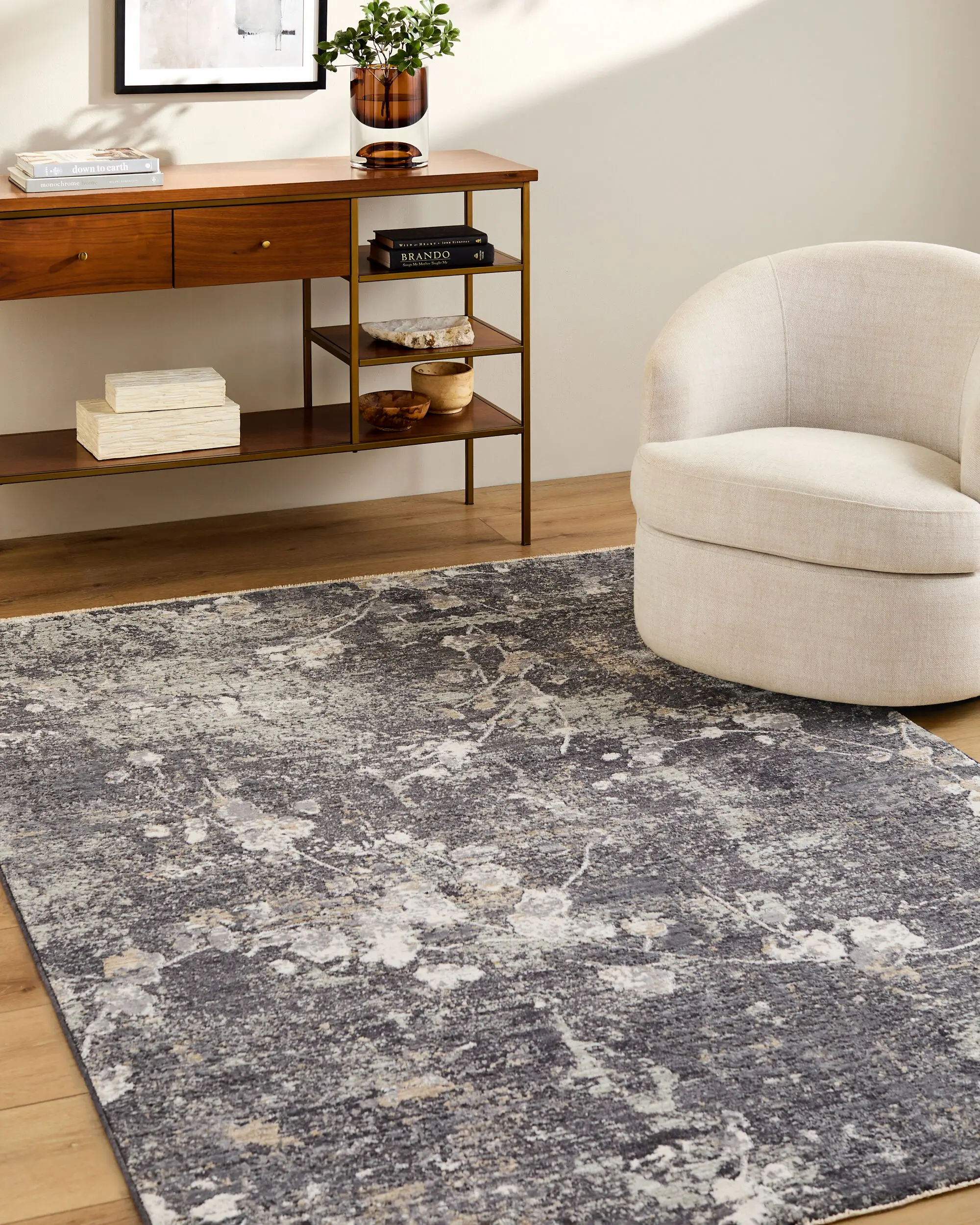 GKK2315-575 Gakko 5 x 8 Black and White Area Rug-2