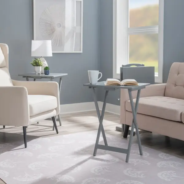 Compass 26.38 H Gray Tray Table-2