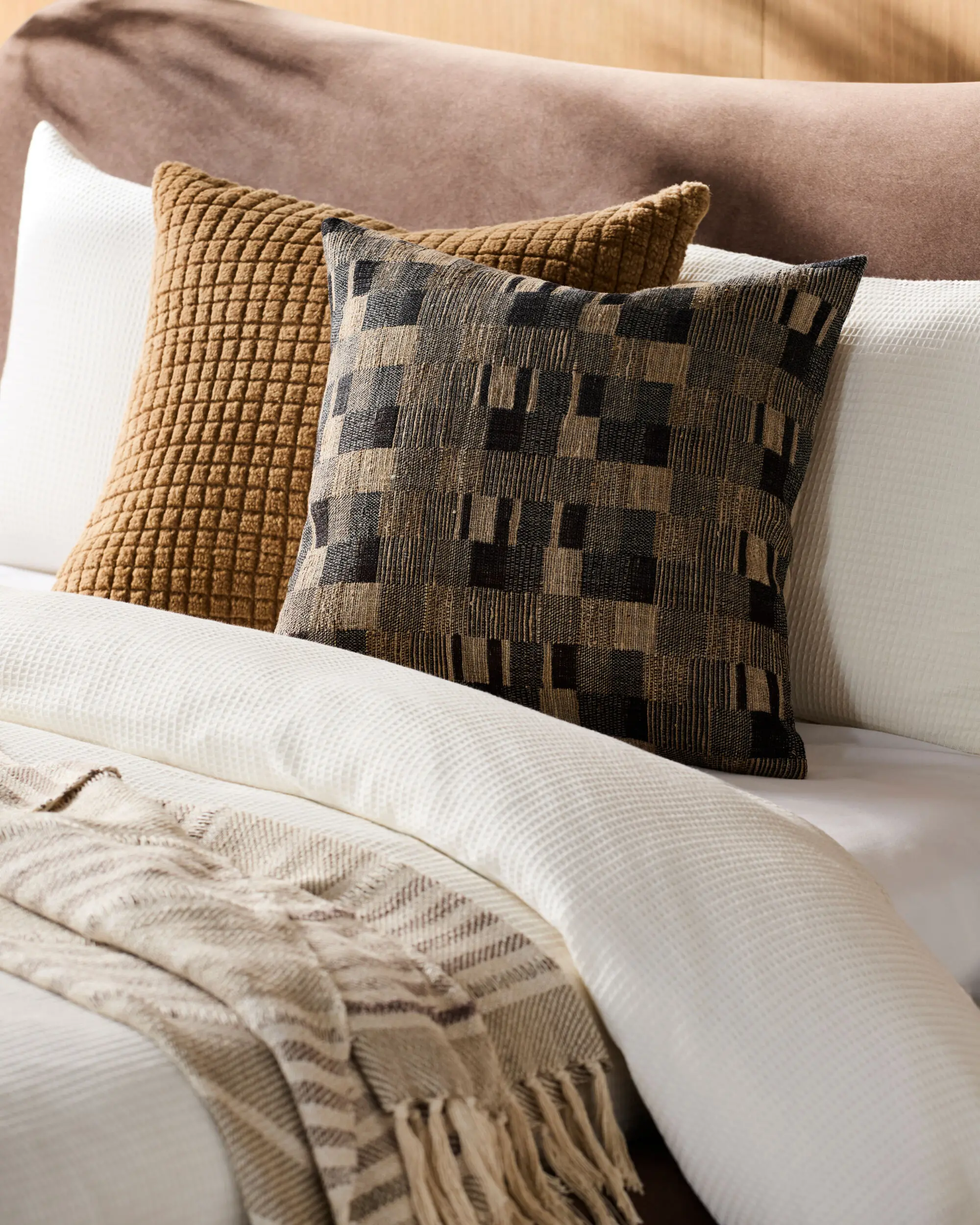 MZN003-2020P Marzano 20 Tan and Brown Accent Pillow-2