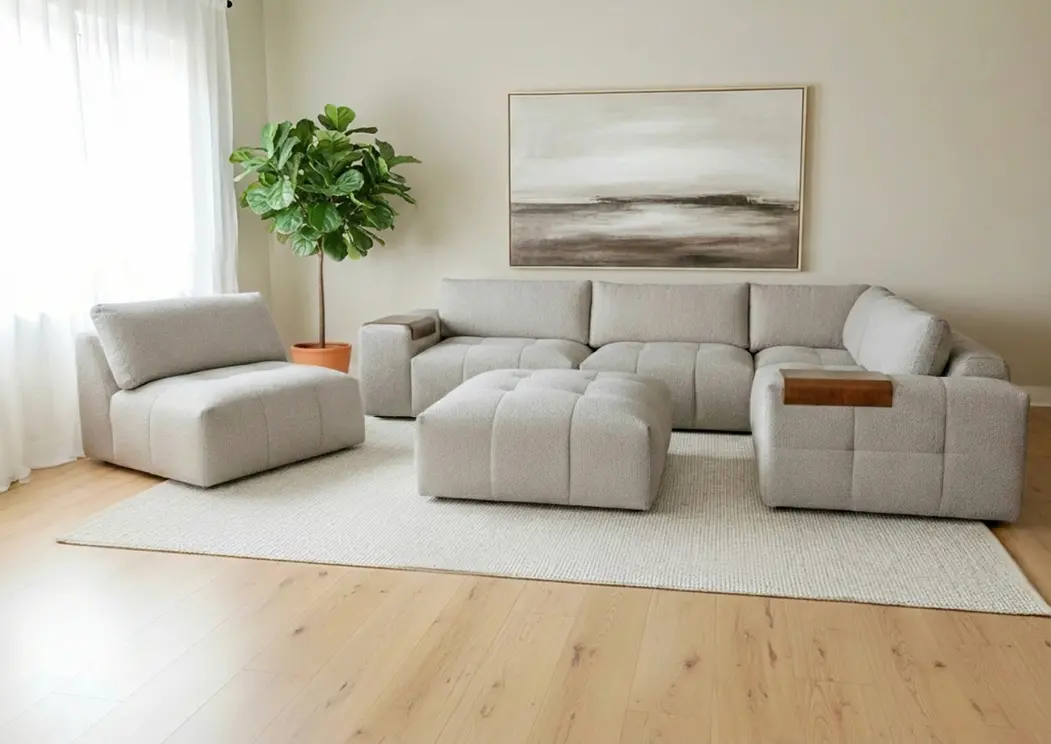 Monza Dove Gray 5‑Piece Modular Sectional-1
