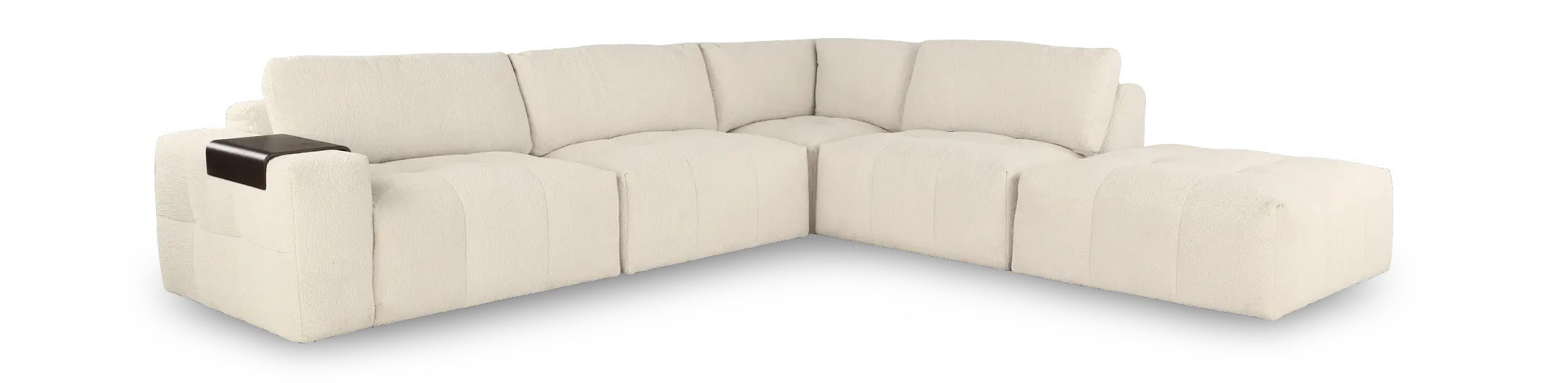Monza Oyster White 5‑Piece Modular Sectional with Ottoman-1
