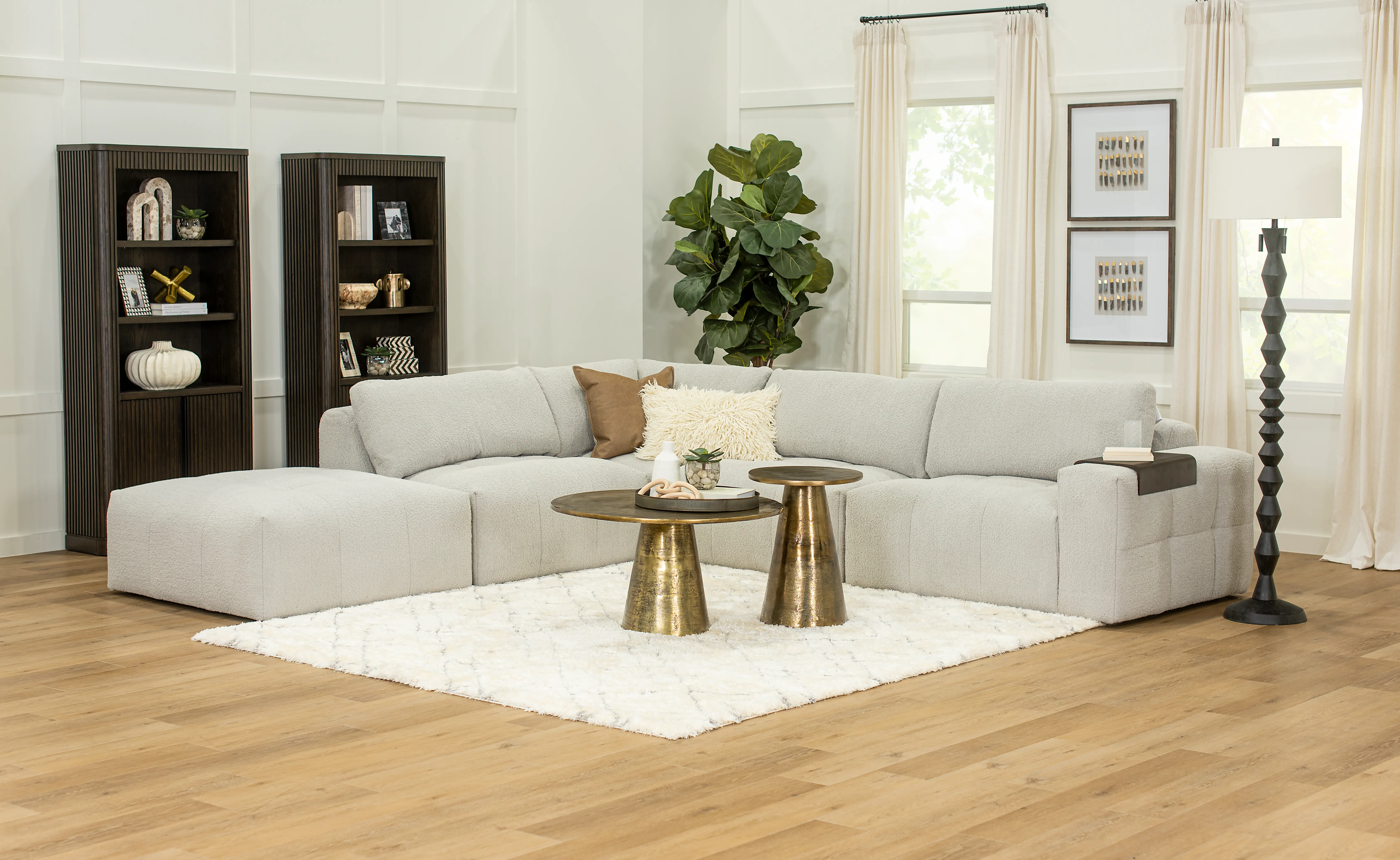 Monza Oyster White 5‑Piece Modular Sectional with Ottoman-2