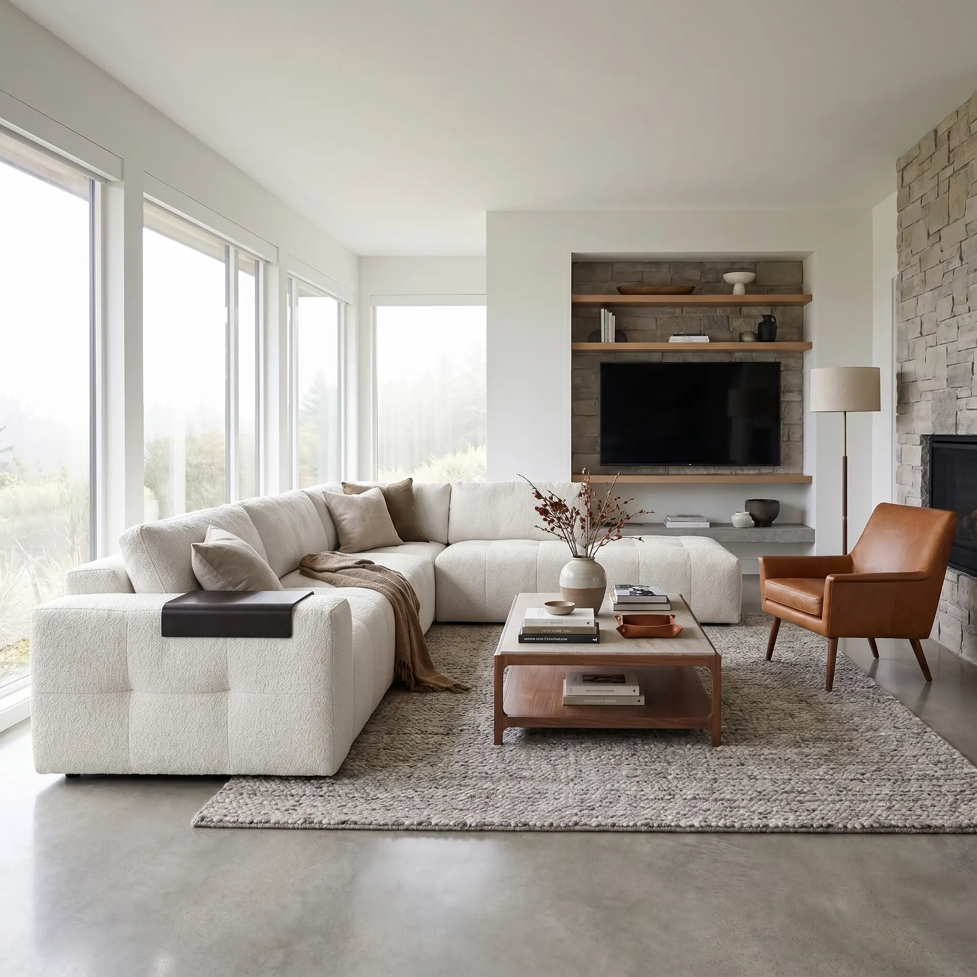 Monza Oyster White 5‑Piece Modular Sectional with Ottoman-7