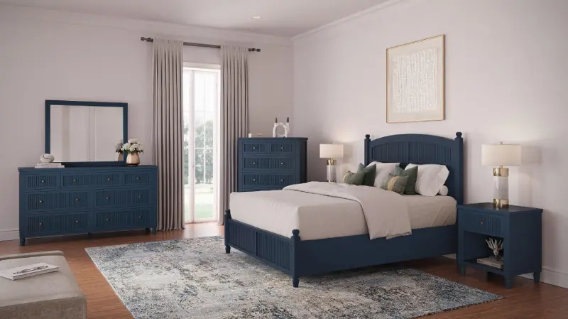 Westport Navy Blue Full Panel Bed