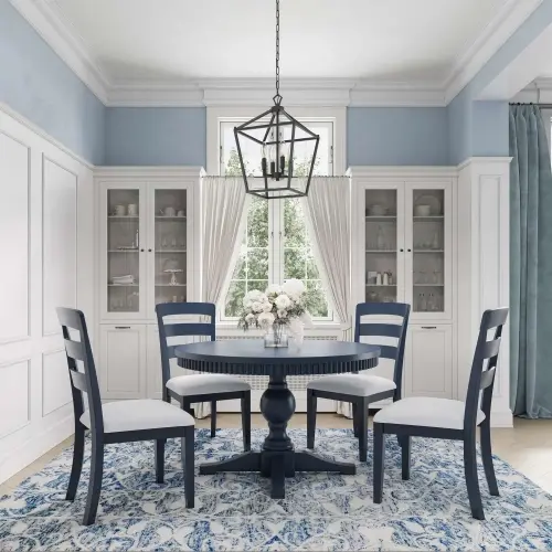 Westport Navy Blue Round 5-Piece Dining Set with Extendable Table-2