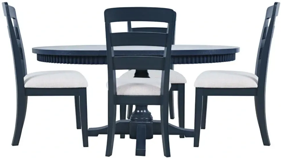Westport Navy Blue Round 5-Piece Dining Set with Extendable Table-3