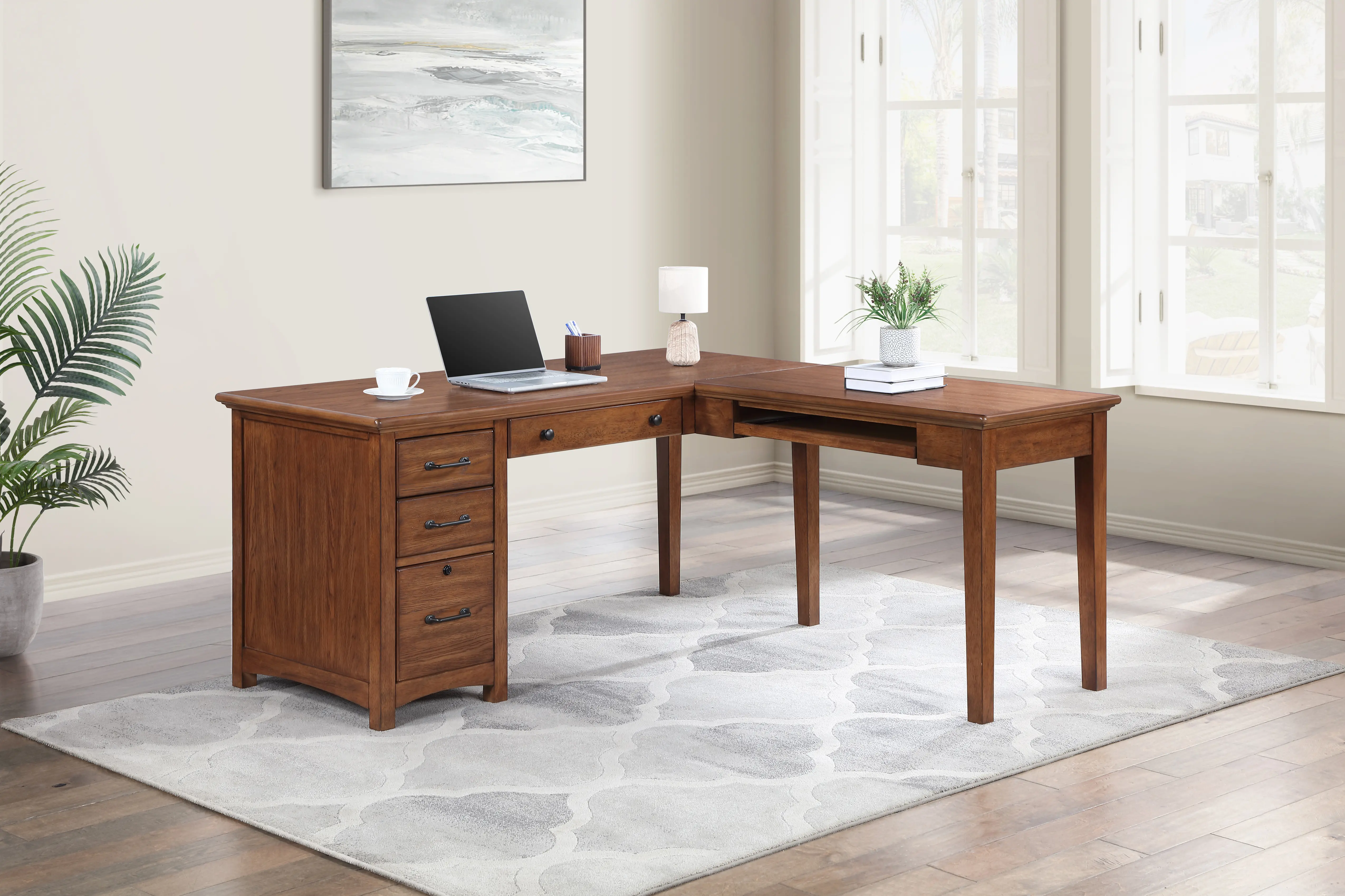 Addison Cherry Oak L-Shaped Desk-2