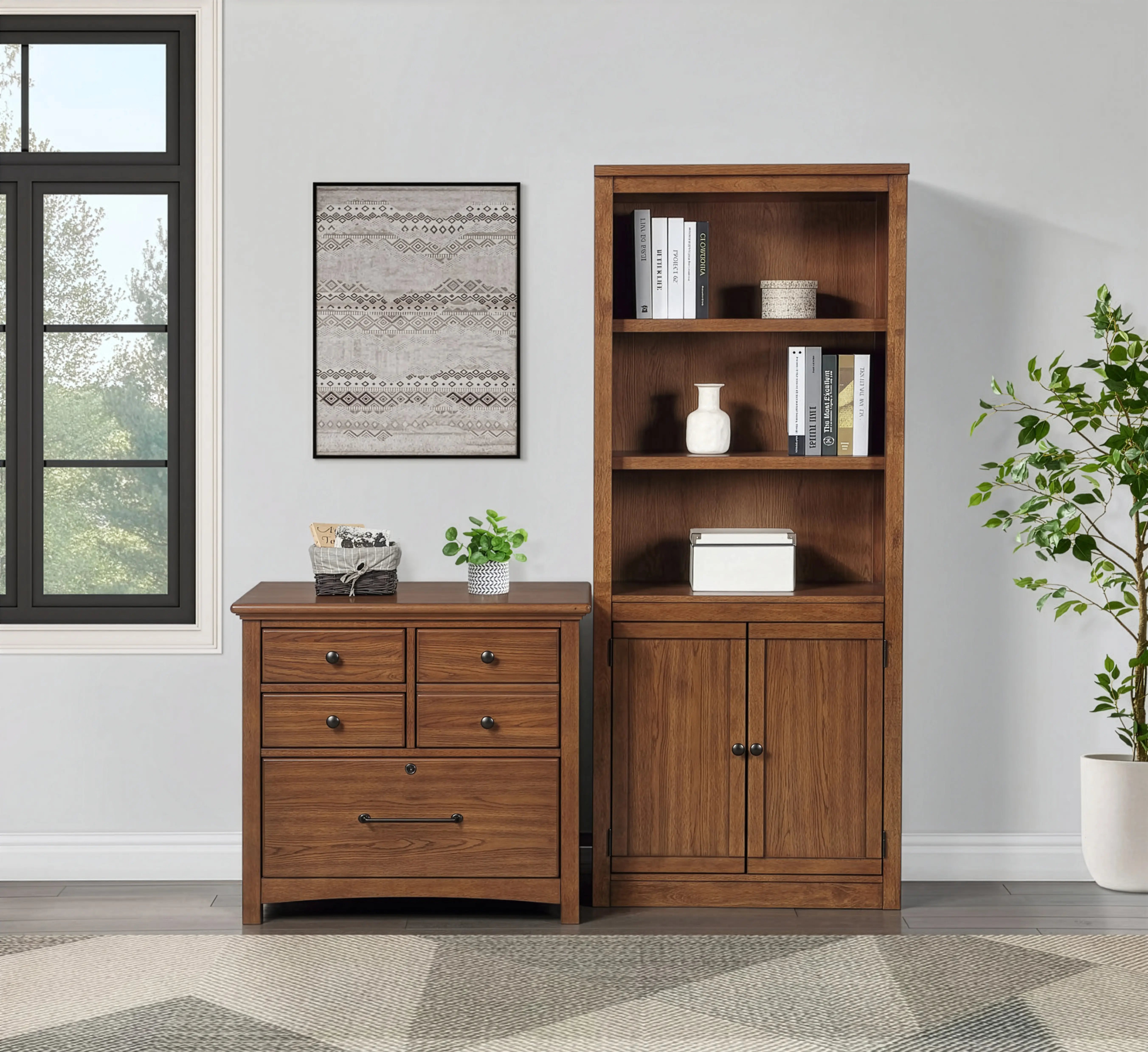 Addison Cherry Oak Bookcase-2