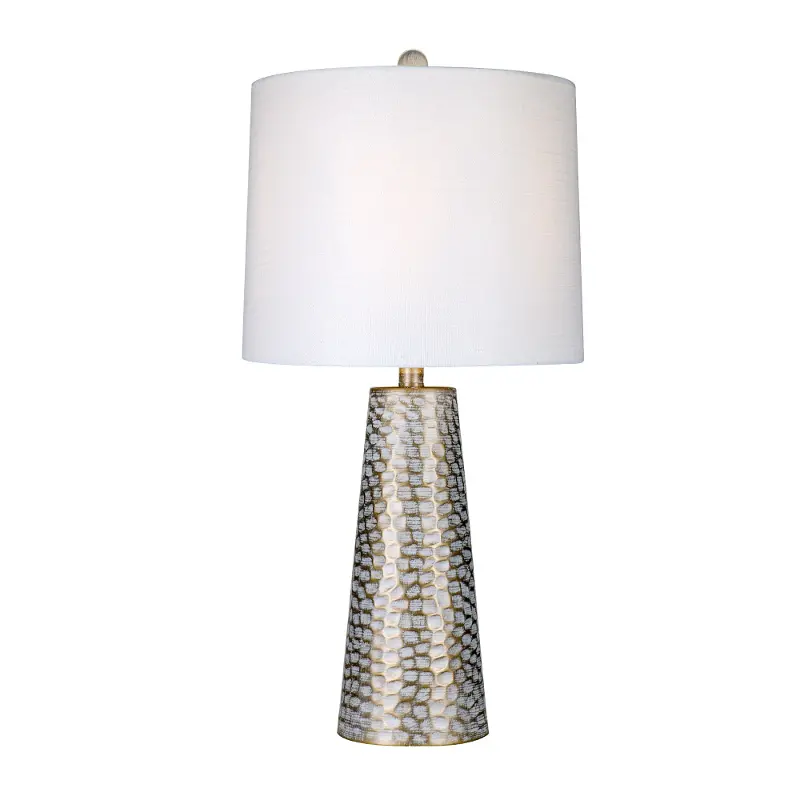 27.5 Gold and White Linen Table Lamp