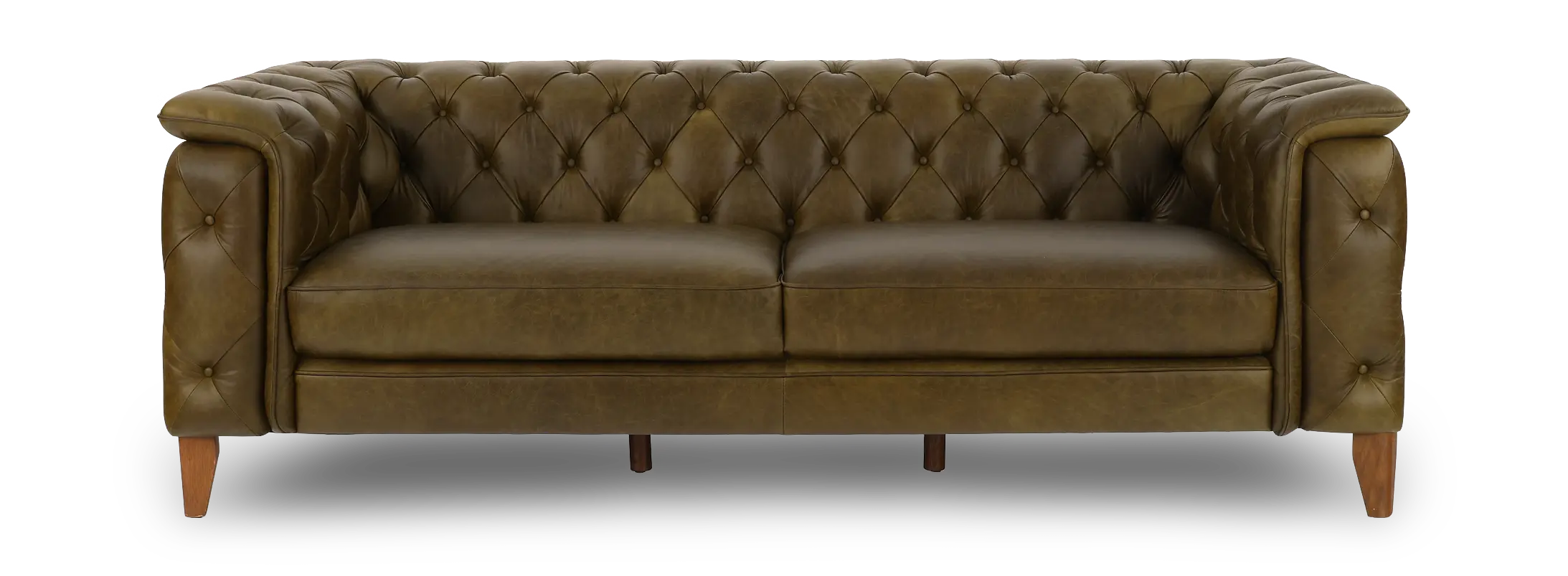 Laurel Olive Green Italian Leather Sofa-1
