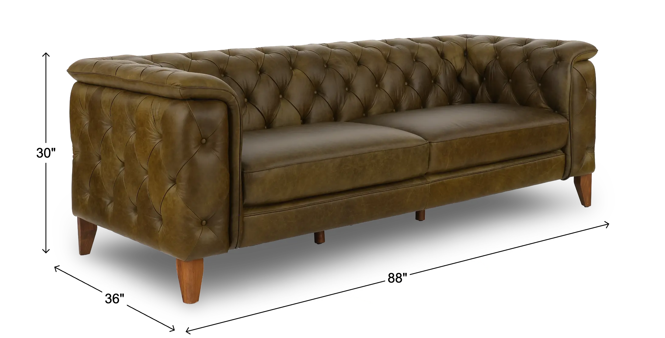 Laurel Olive Green Italian Leather Sofa-3