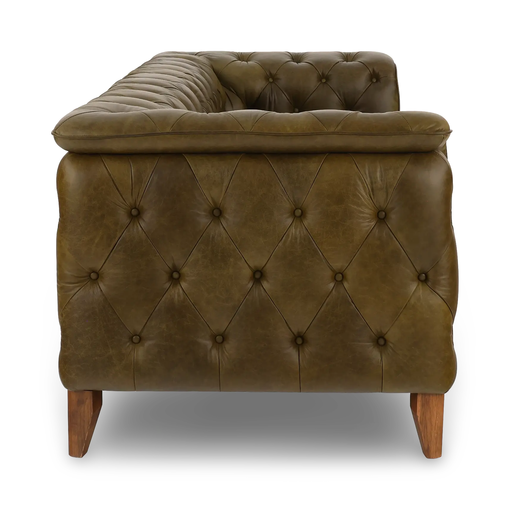 Laurel Olive Green Italian Leather Sofa-5