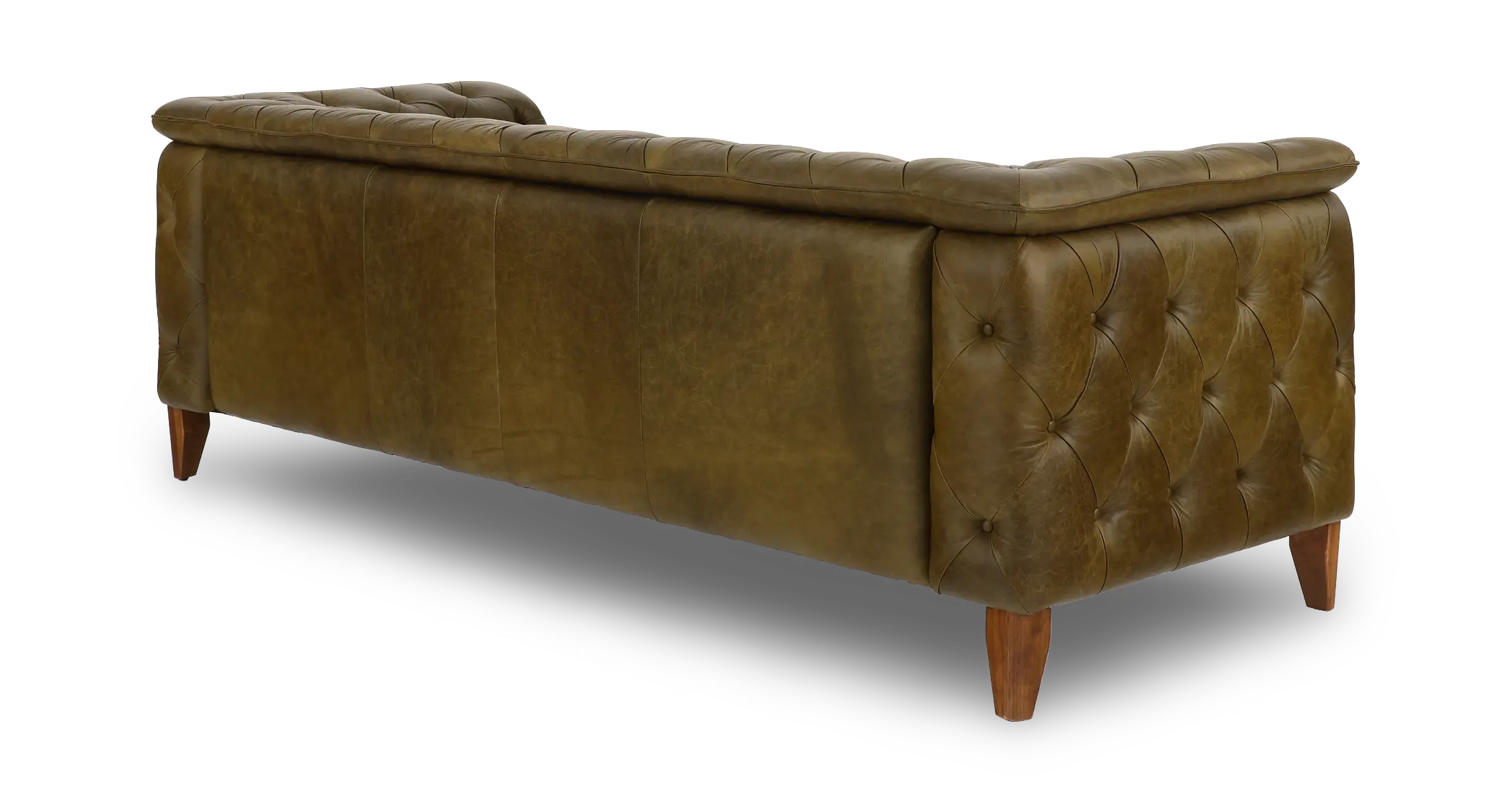 Laurel Olive Green Italian Leather Sofa-6