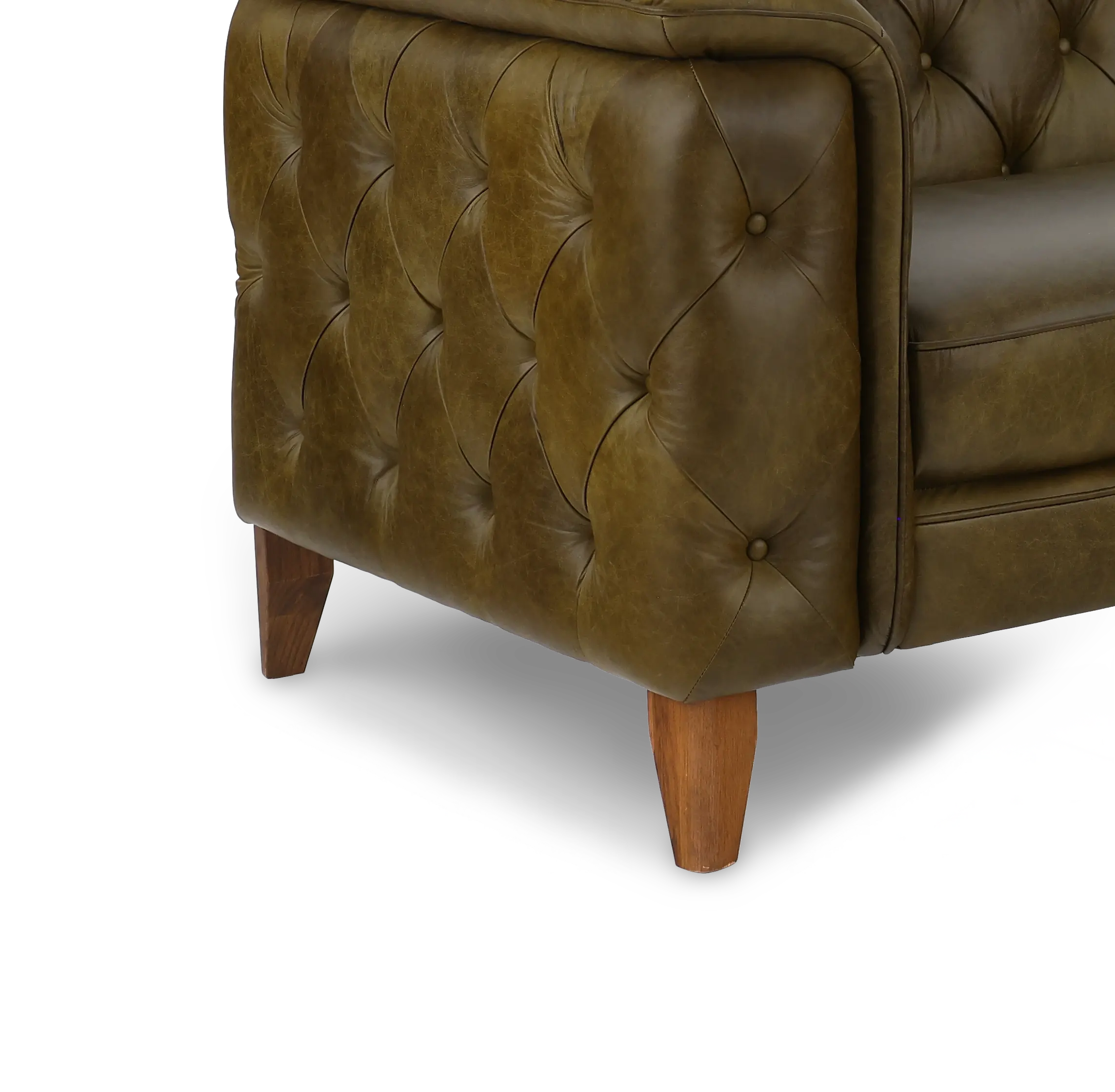 Laurel Olive Green Italian Leather Sofa-7