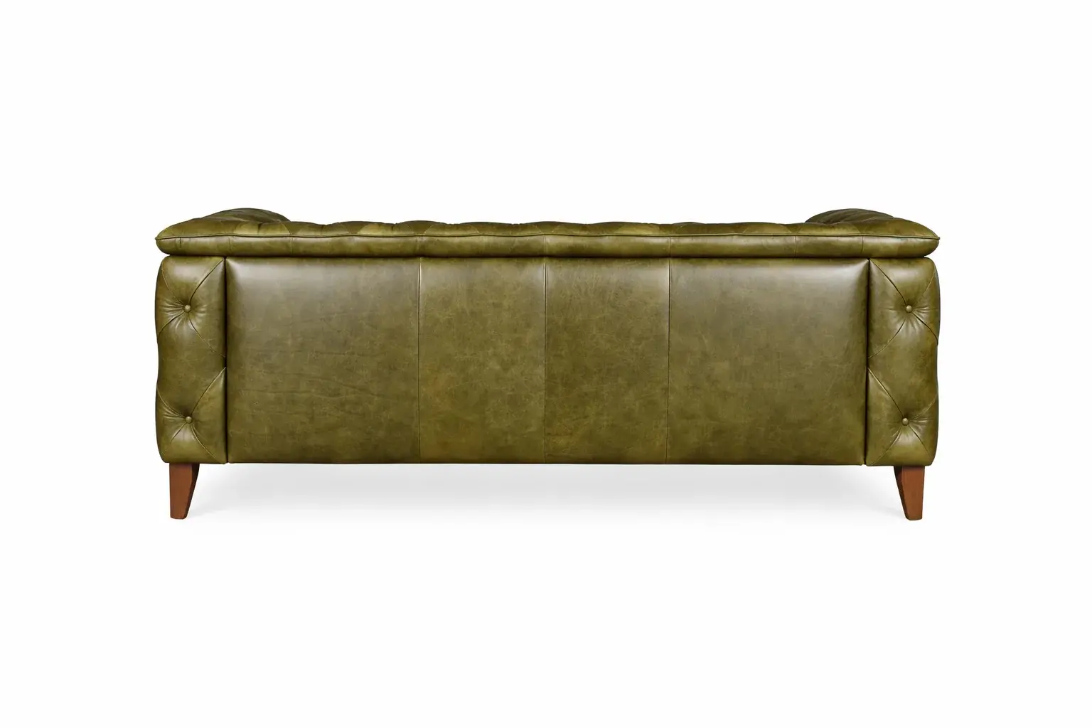 Laurel Olive Green Italian Leather Loveseat-3