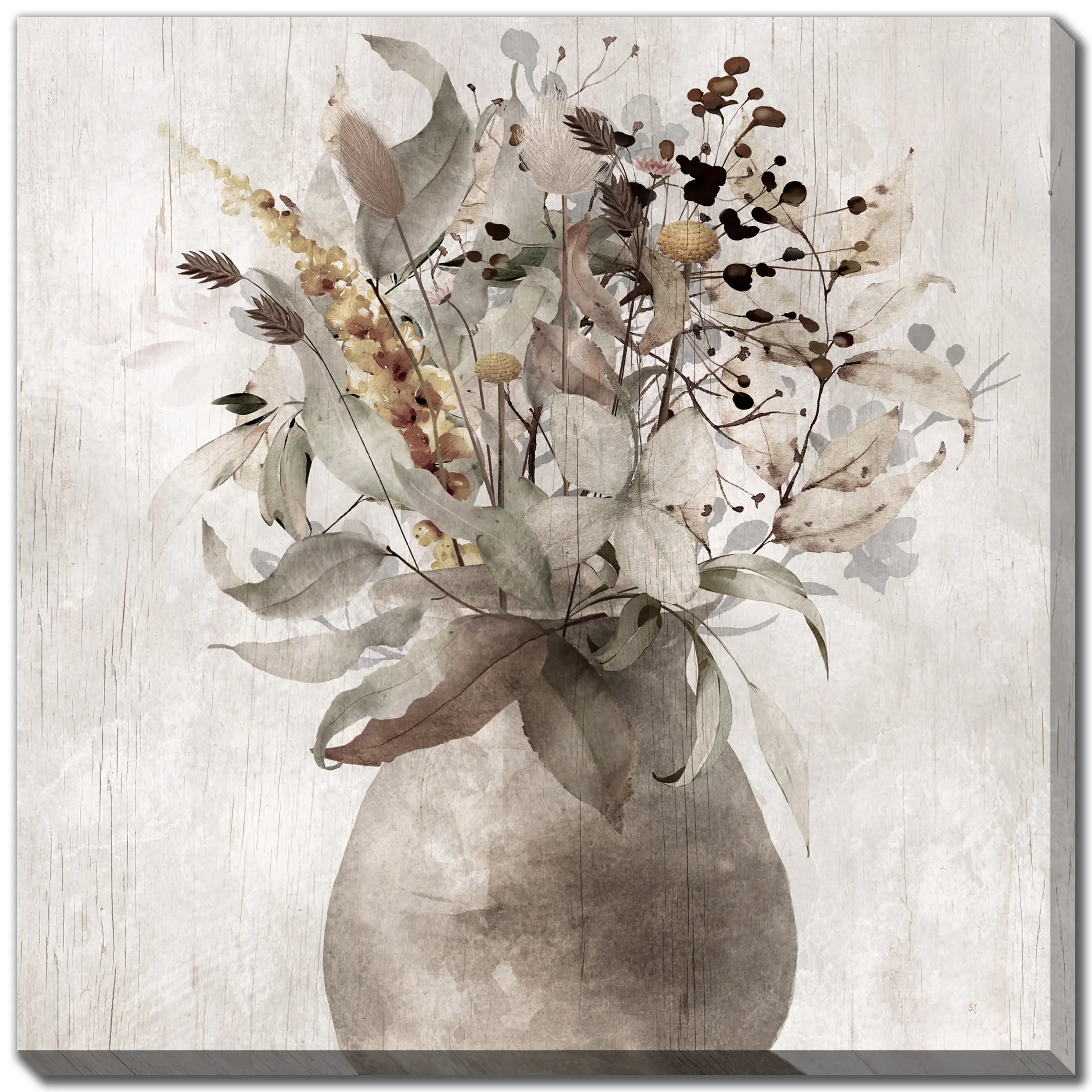 Fall Arring Gray and Taupe Canvas Art-1