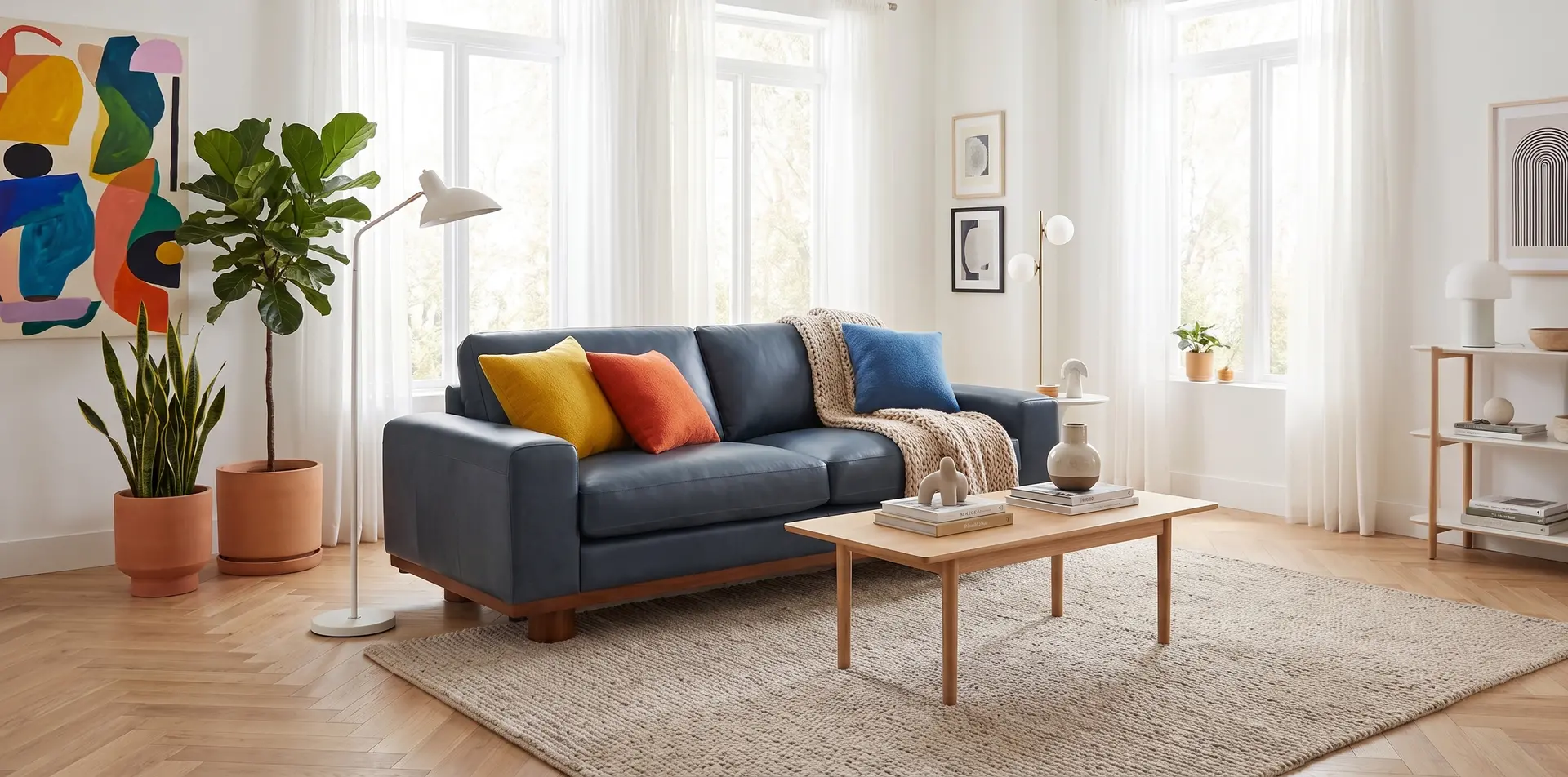 Astaire Vintage Blue Italian Leather Sofa-10