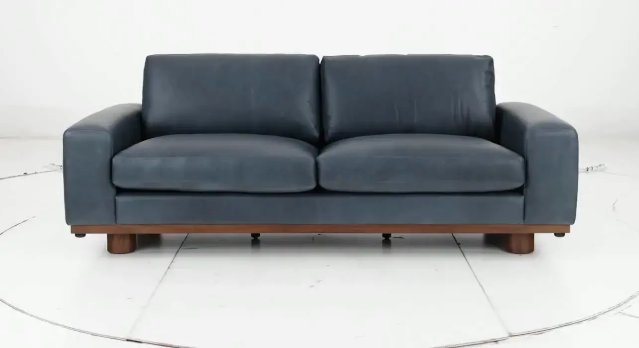 Astaire Vintage Blue Italian Leather Sofa-11