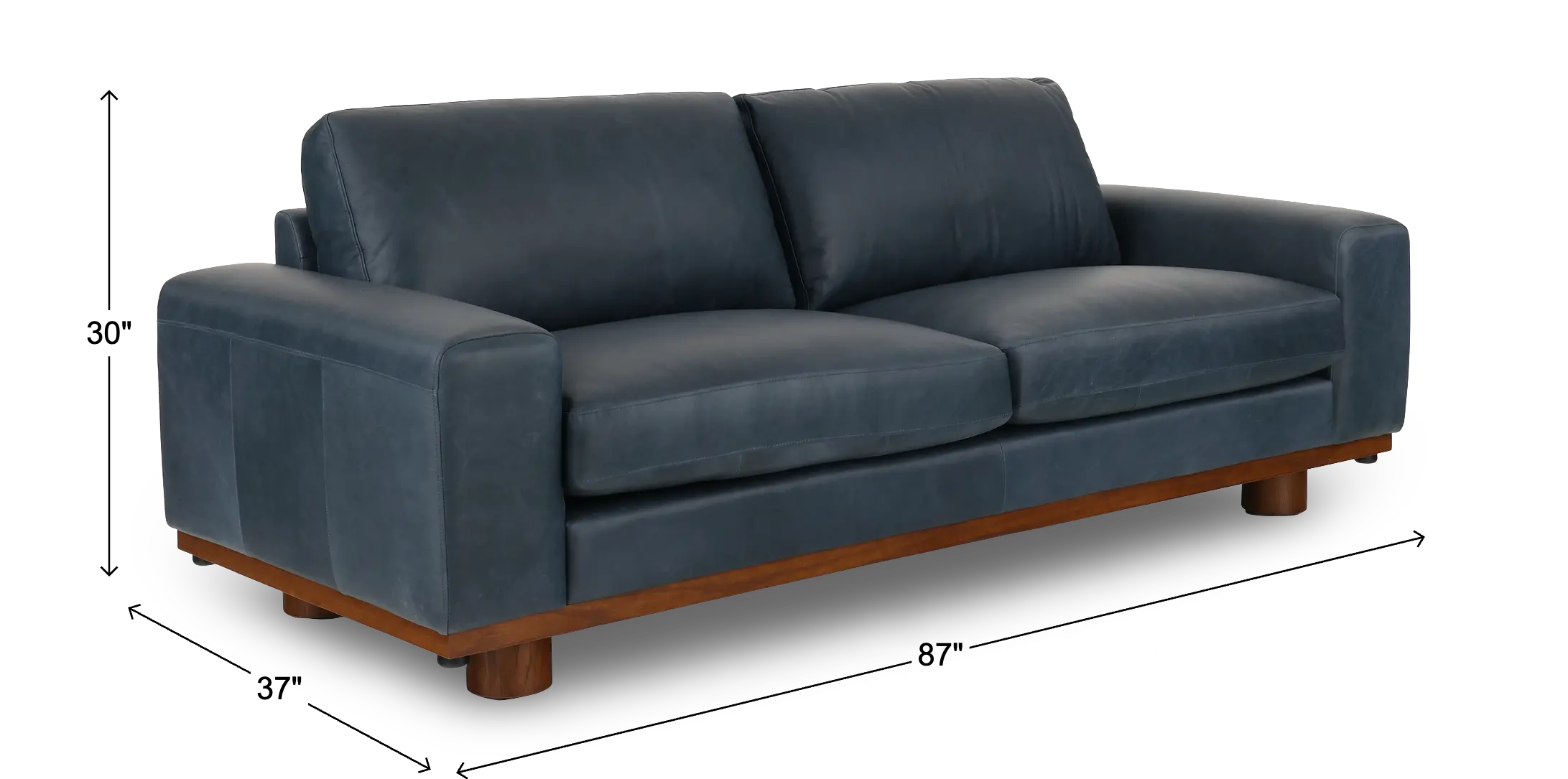 Astaire Vintage Blue Italian Leather Sofa-3
