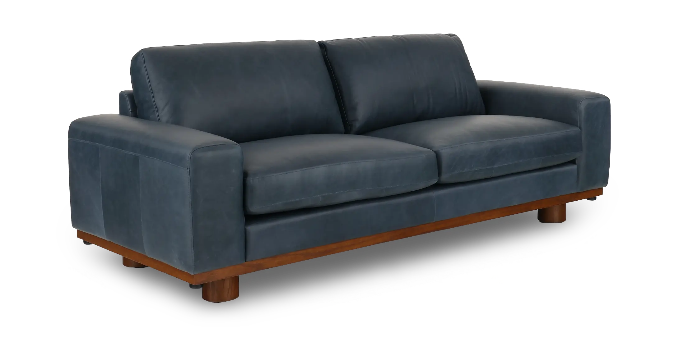 Astaire Vintage Blue Italian Leather Sofa-4