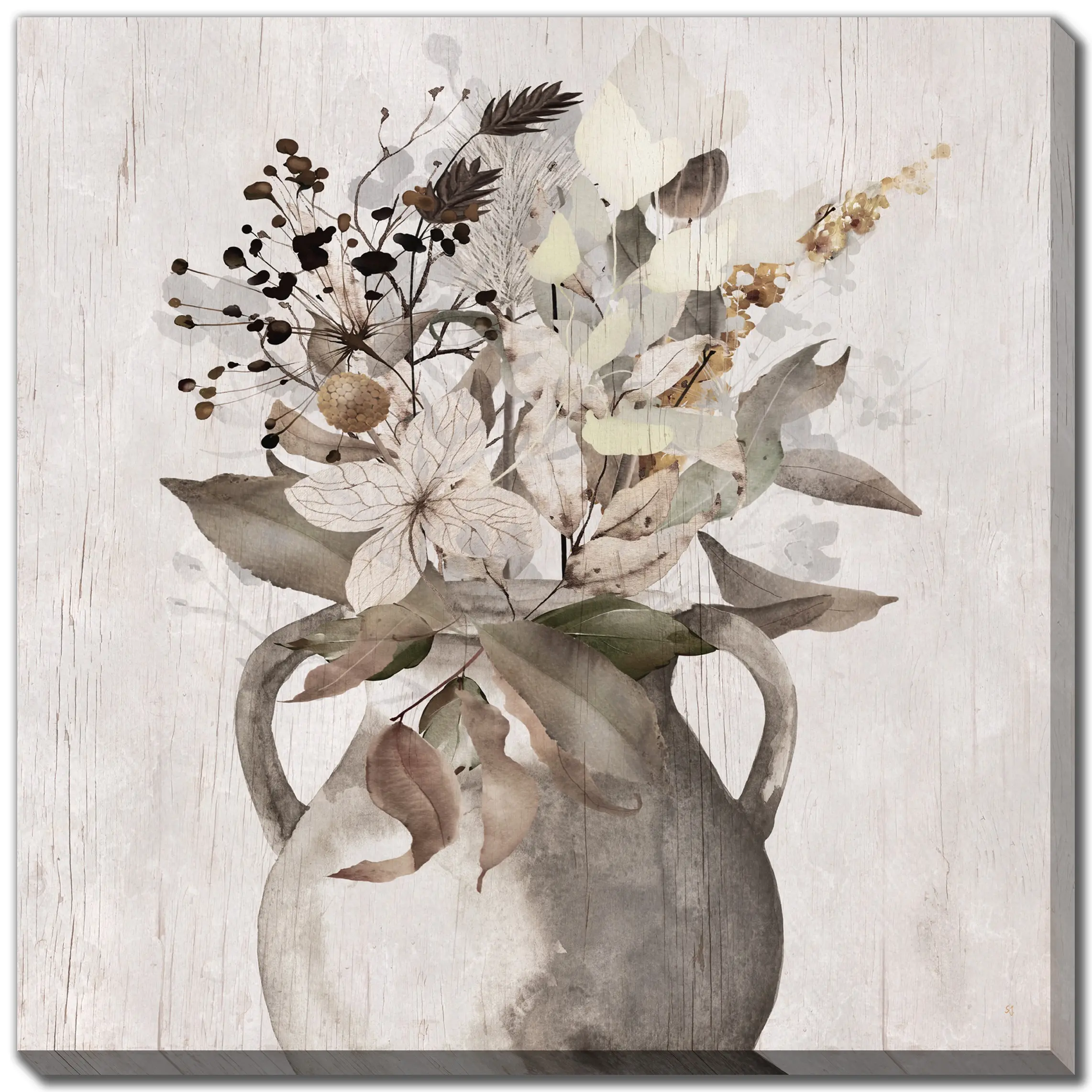 Fall Arring Gray and Taupe Canvas Art-1