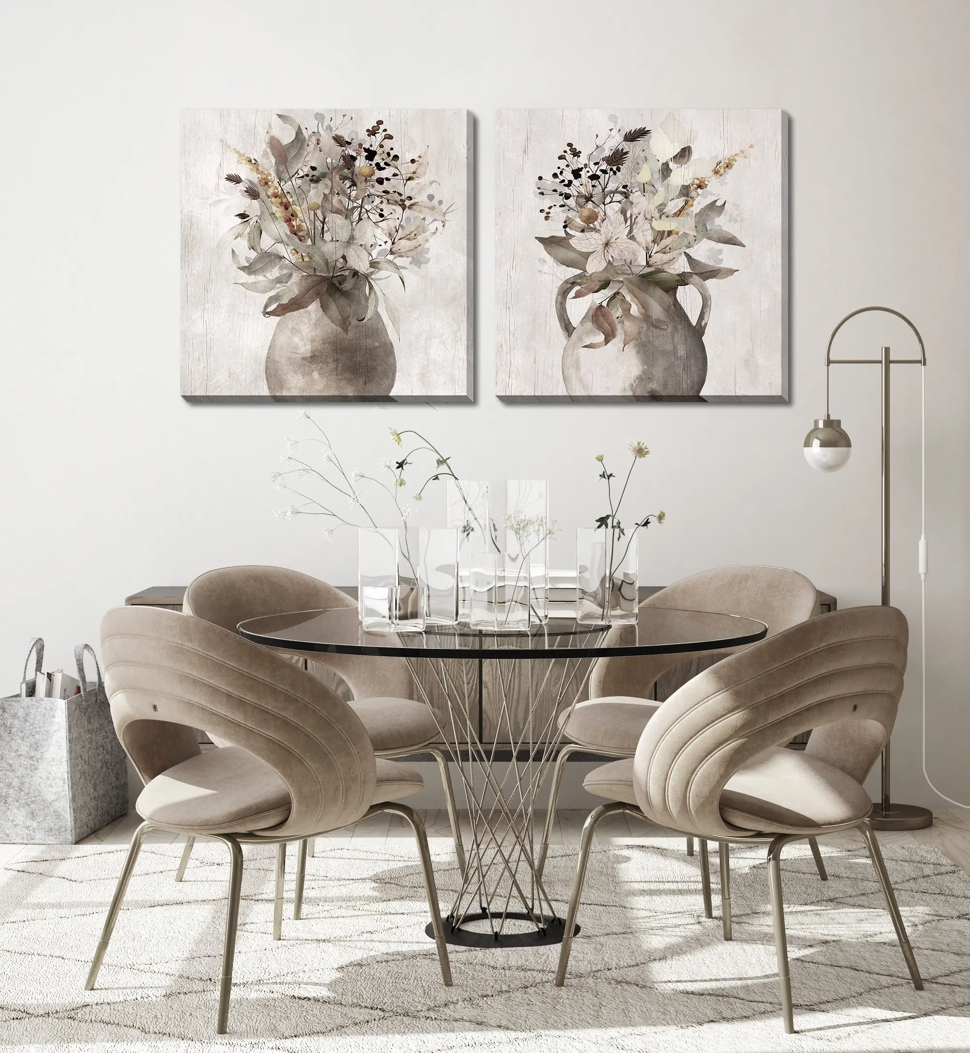 Fall Arring Gray and Taupe Canvas Art-2