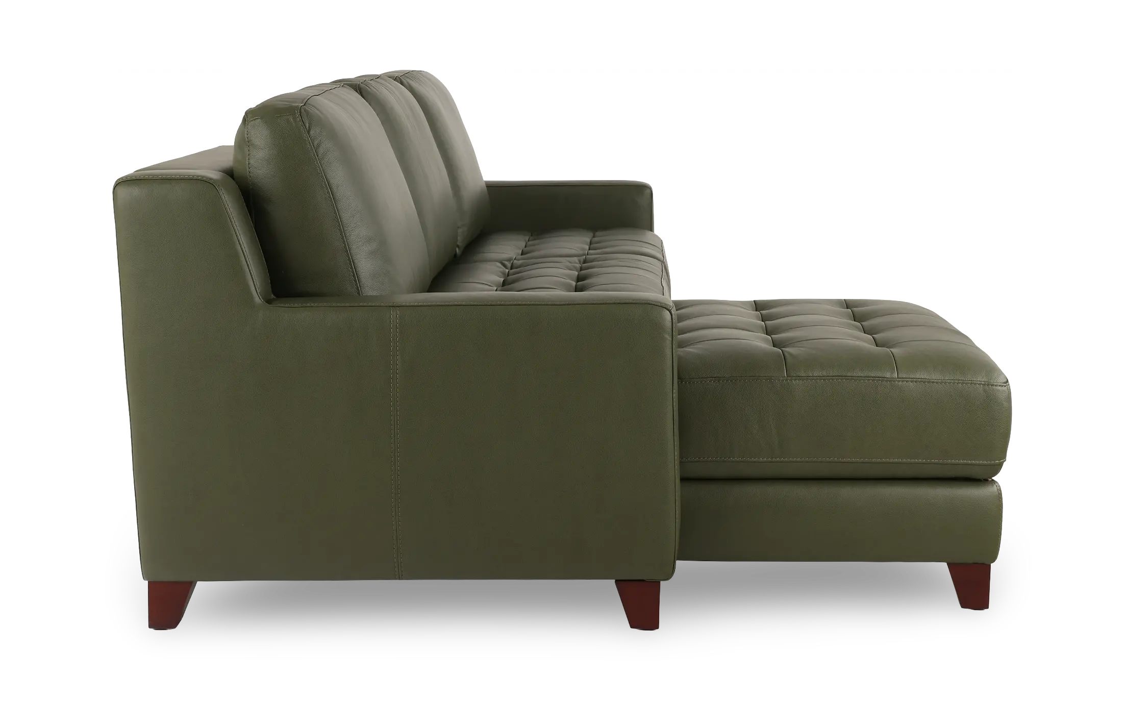 Salerno Moss Green Leather Sofa Sleeper with Left-Arm Facing Storage Chaise-7