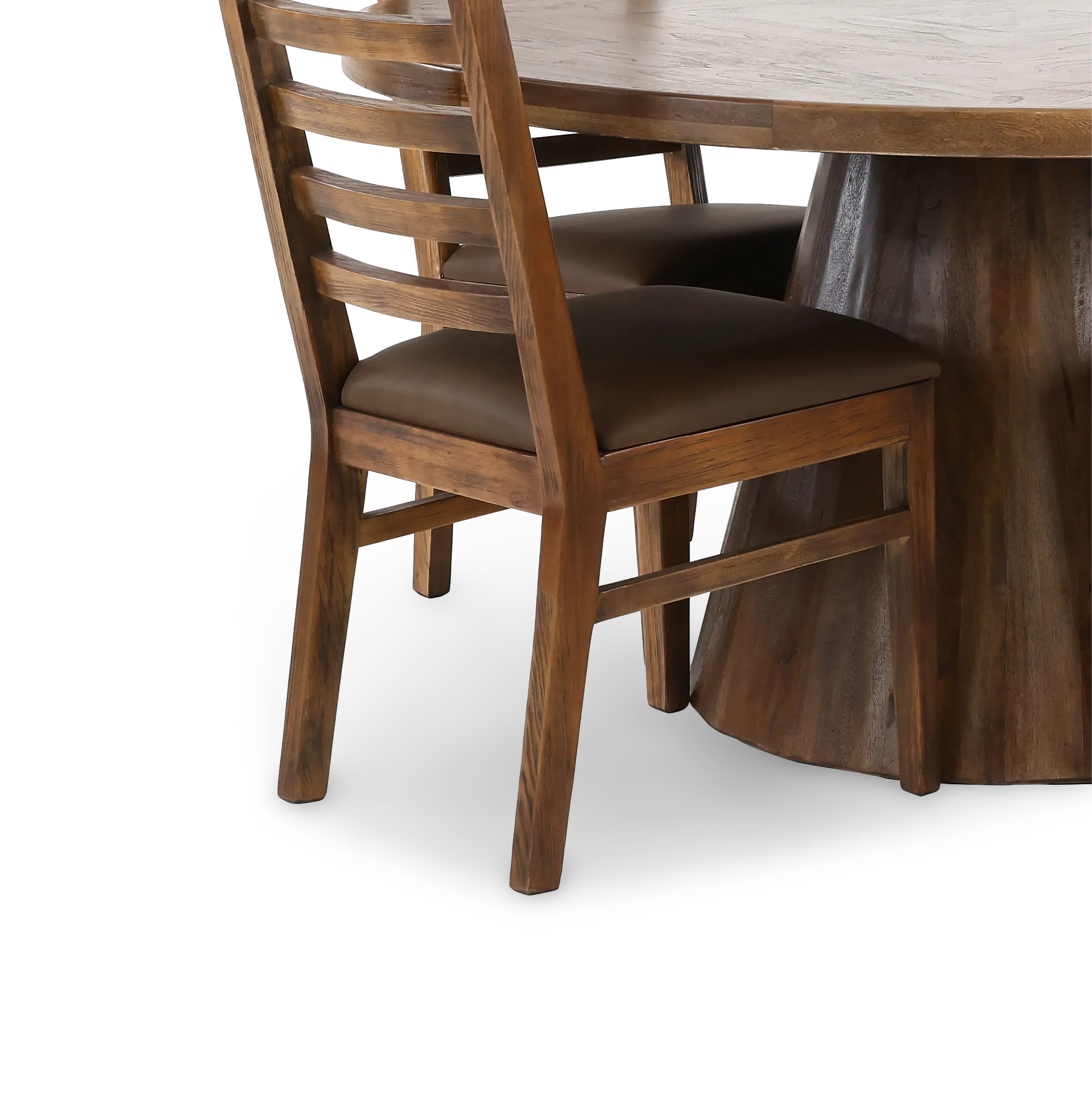Balam Mango 5-Piece Round Table Set with Brown Ladder Back Chairs-4
