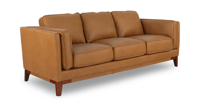 Pendry Caramel Saddle Brown Leather Sofa